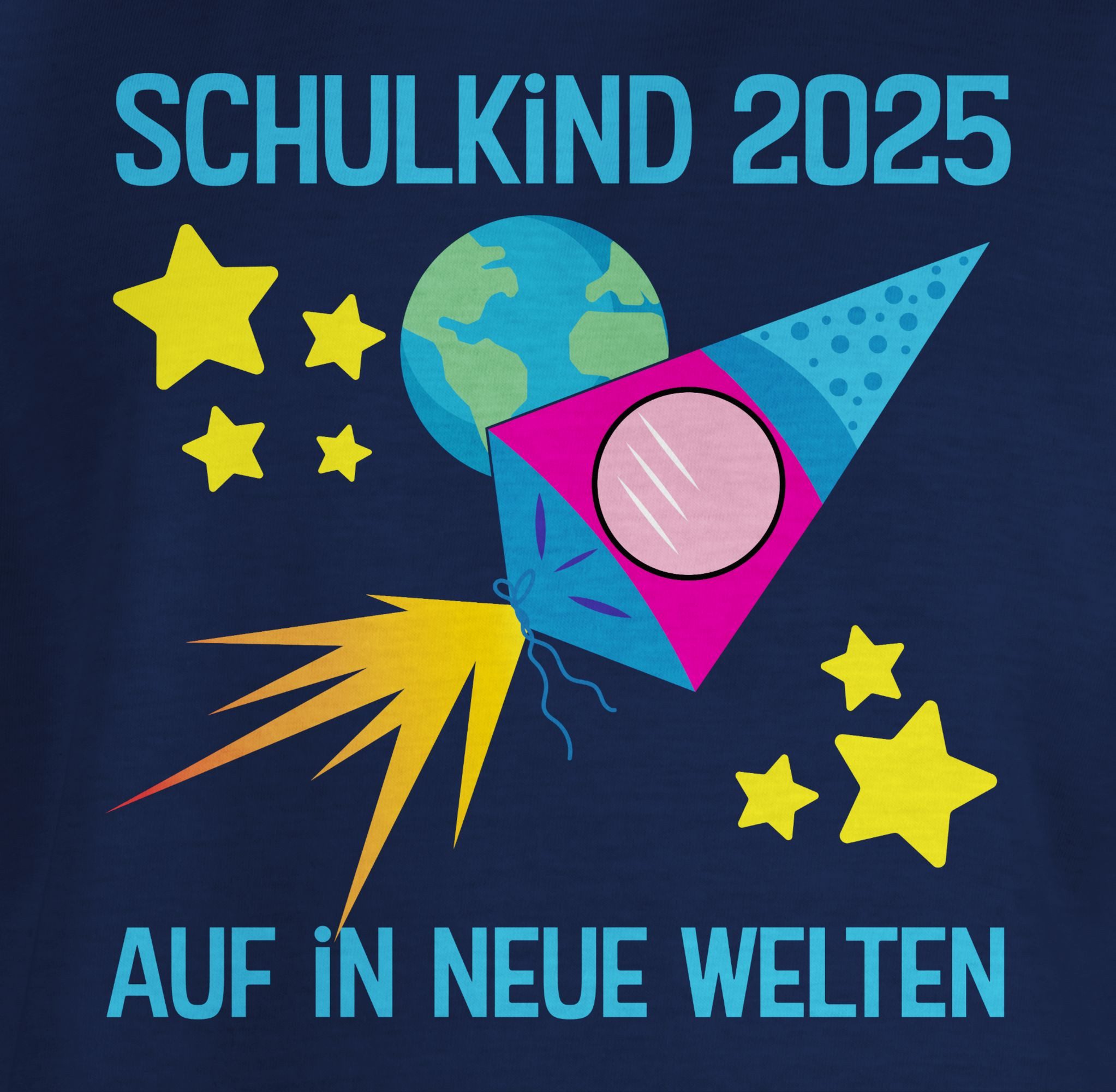 Shirtracer T-Shirt Schulkind 2025 I Auf in neue Welten Einschulung Junge Schulanfang Geschenke