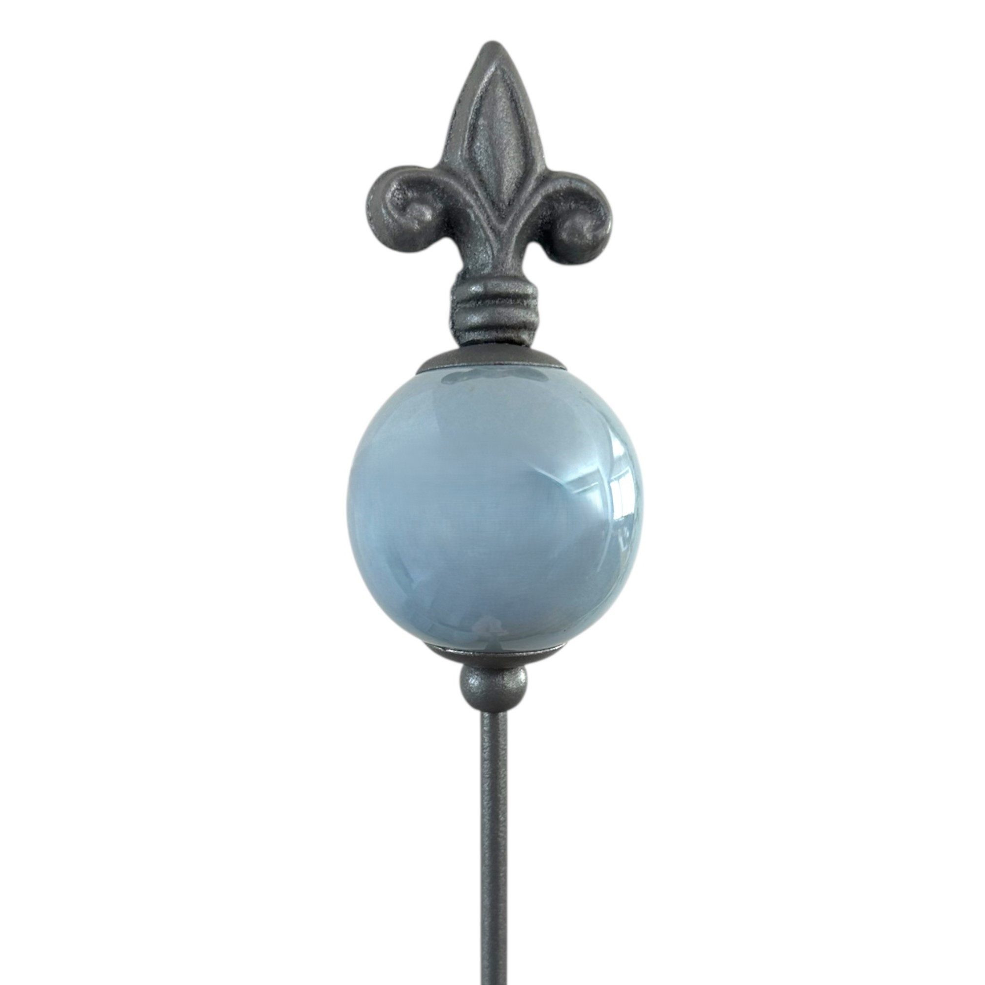 naninoa GmbH Gartenstecker Metall Stecker französische Lilie Gartenstecker blau HELLBLAU 80cm