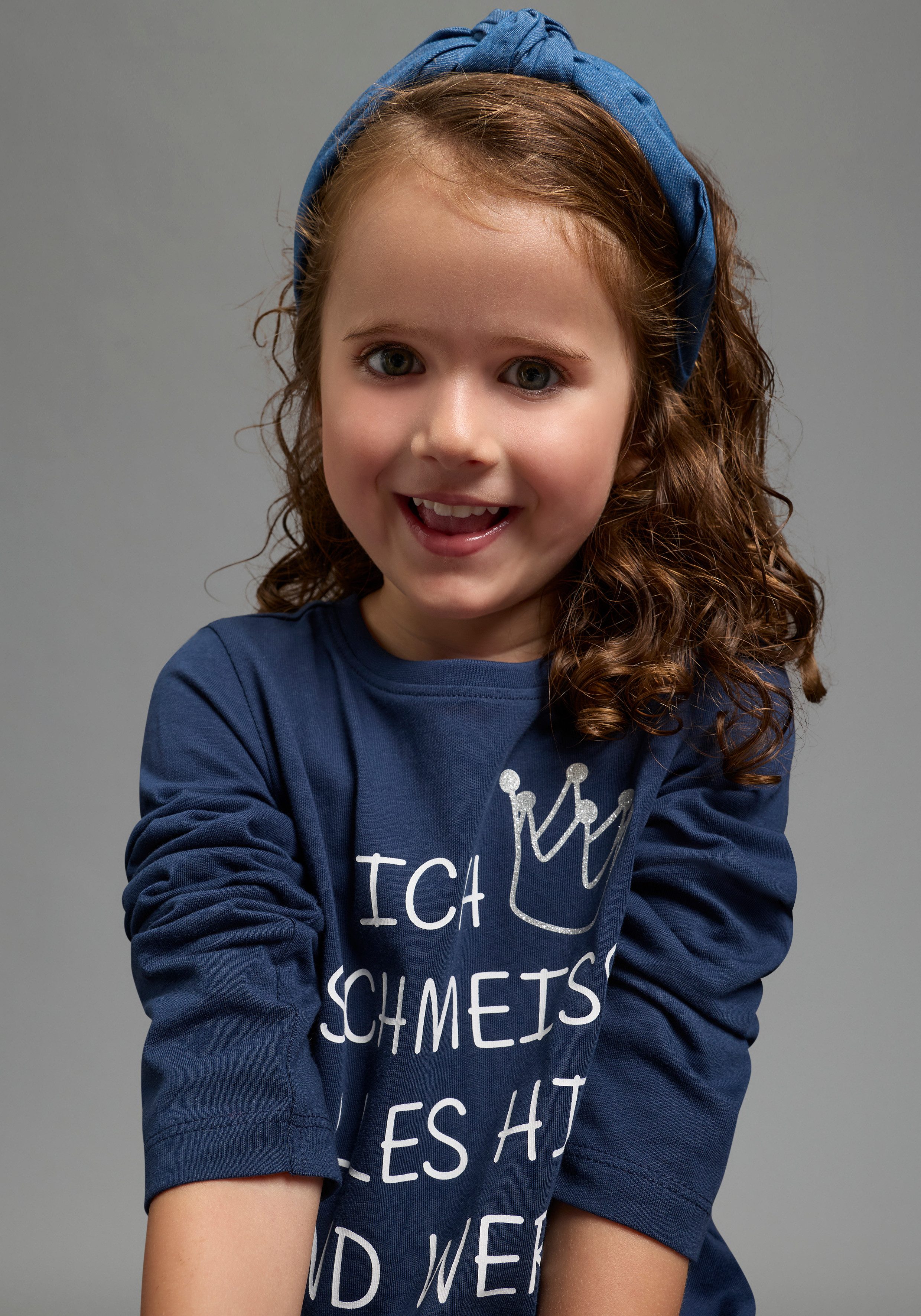 KIDSWORLD Langarmshirt Ich schmeiss alles hin und werd´ Prinzessin langärmlig, Basic-Passform, mit Glitzerdruck