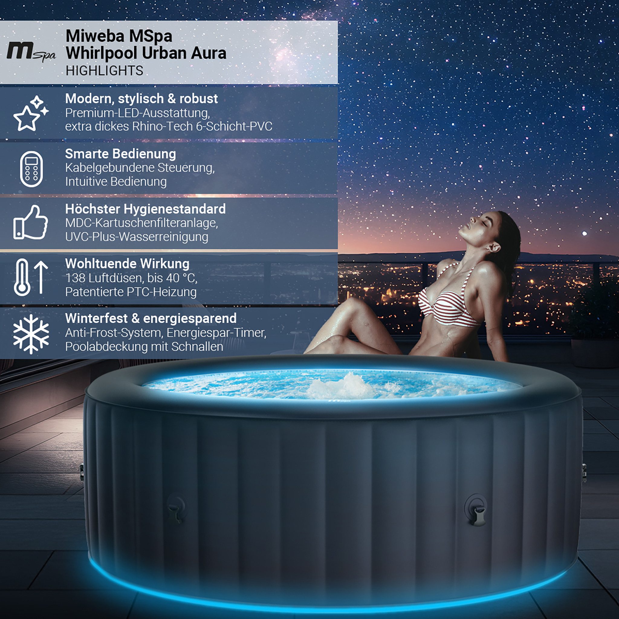 mSpa Whirlpool Aurora U-AU062 aufblasbarer Whirlpool, günstig online kaufen
