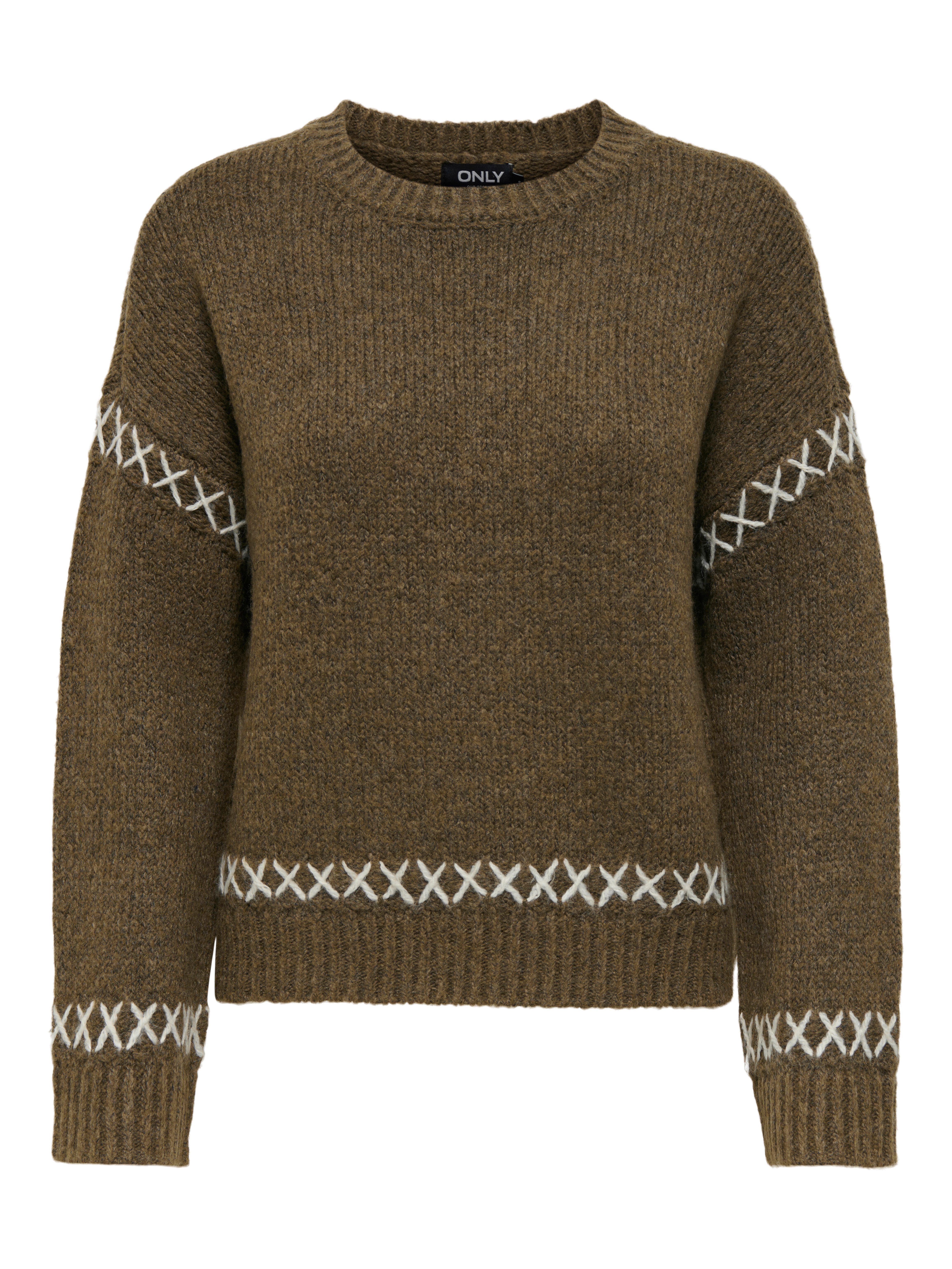Rundhalspullover ONLAMANDA LIFE LS O-NECK DETAIL CC KNT