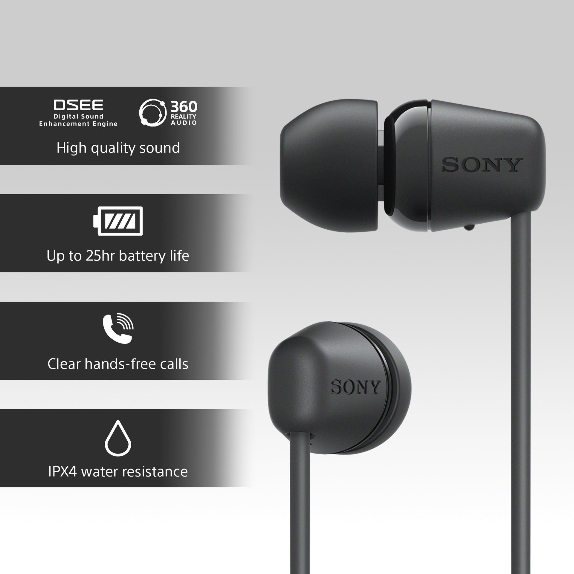 Sony In-Ear schwarz Kopfhörer In-Ear-Kopfhörer (Sprachsteuerung) WI-C100