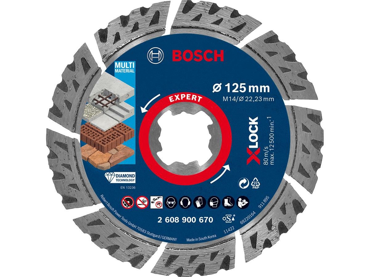 BOSCH Diamanttrennscheibe Expert Multi Material X-Lock, Ø 125 mm, (Einzelartikel / 1-teilig, 1× Diamant-Trennscheibe 125 mm)