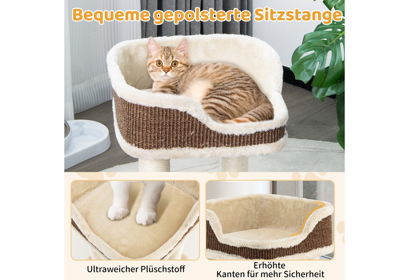 Thumbnail - COSTWAY Kratzbaum, Katzenbaum, Kletterbaum, Katzenmöbel, mit Ball