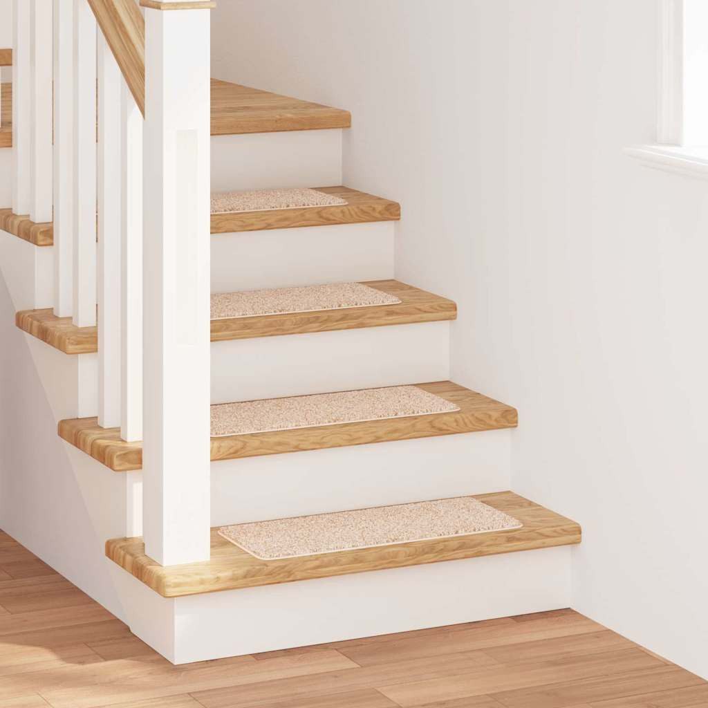 vidaXL Stufenmatte, Rutschfeste Treppenmatten 15 pcs Creme 60 x 25 cm PP