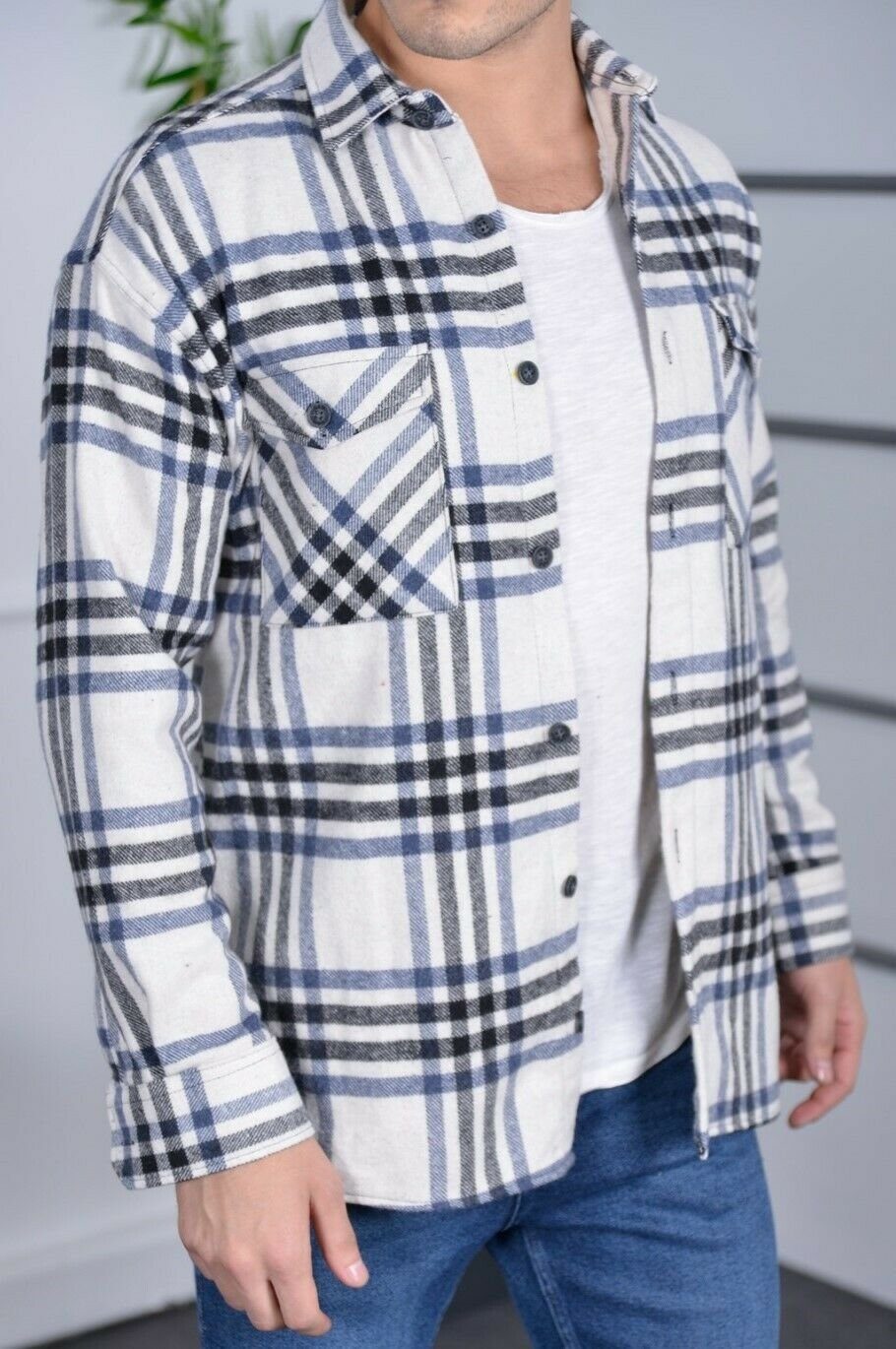 Megaman Jeans Flanellhemd Megaman H-261 Kariert Hemd Herren Baumwolle günstig online kaufen