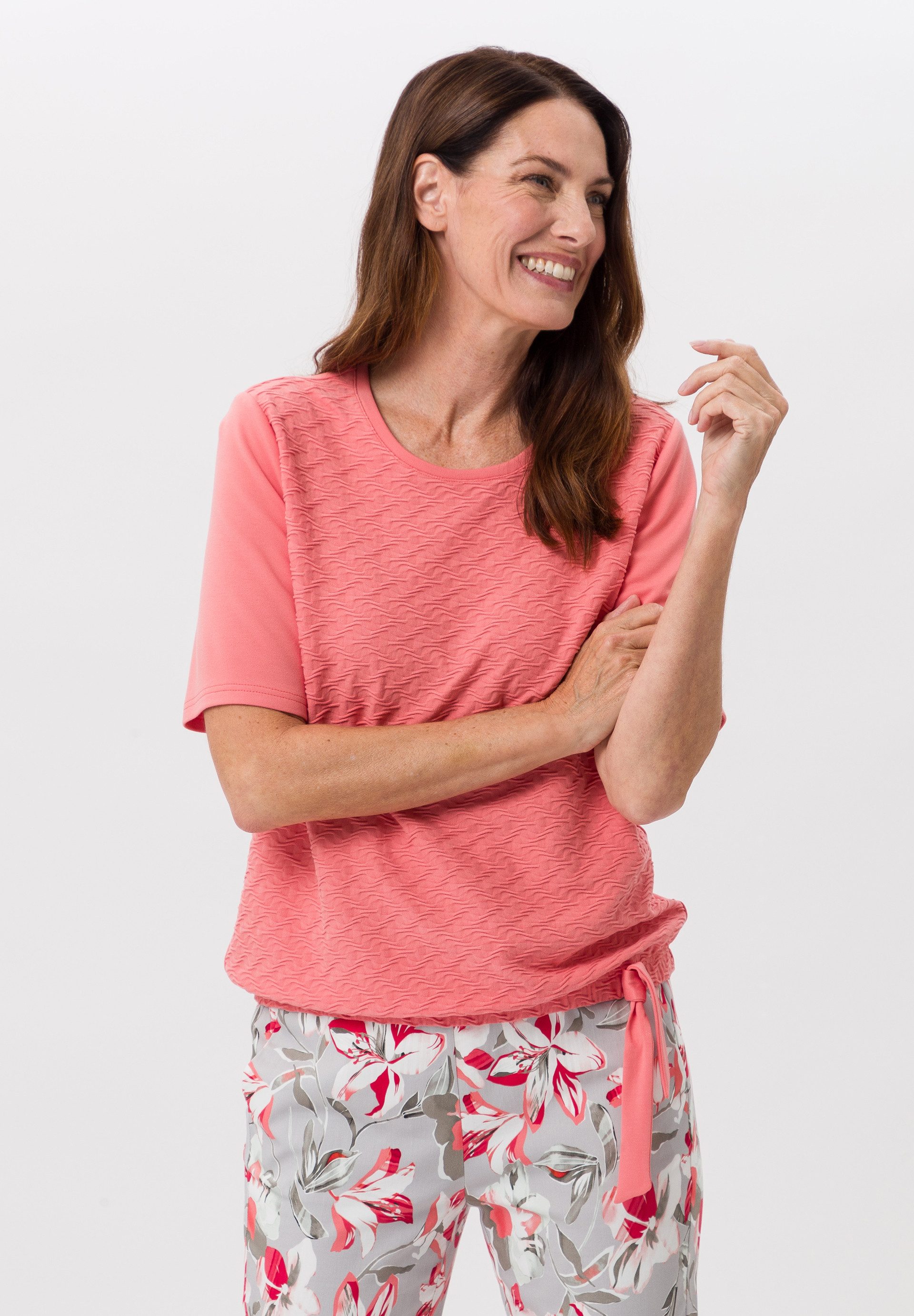 FRANK WALDER Kurzarmshirt im Materialmix günstig online kaufen