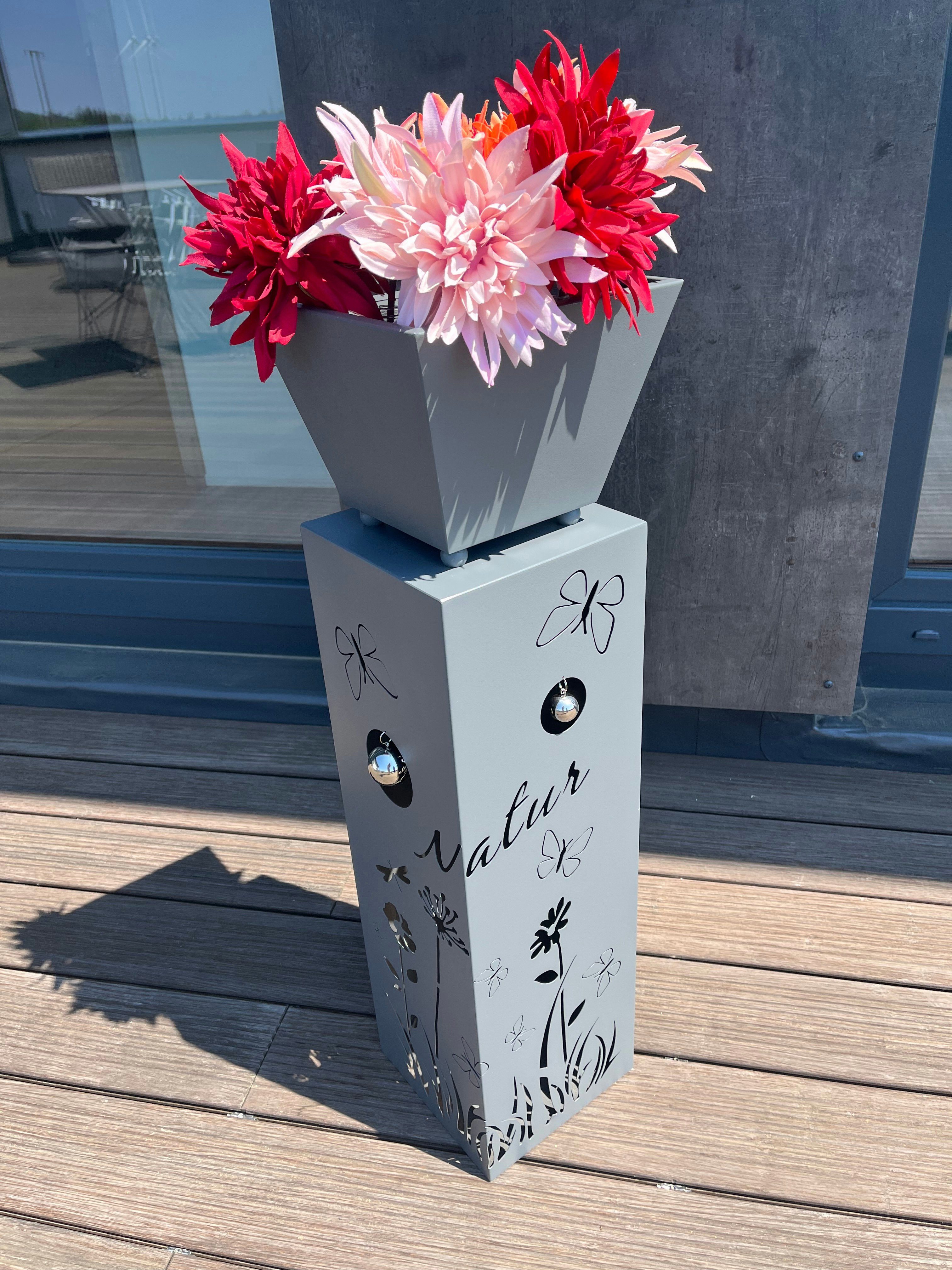 Dekosäule Pflanzsäule mit Blumenmuster 82 cm