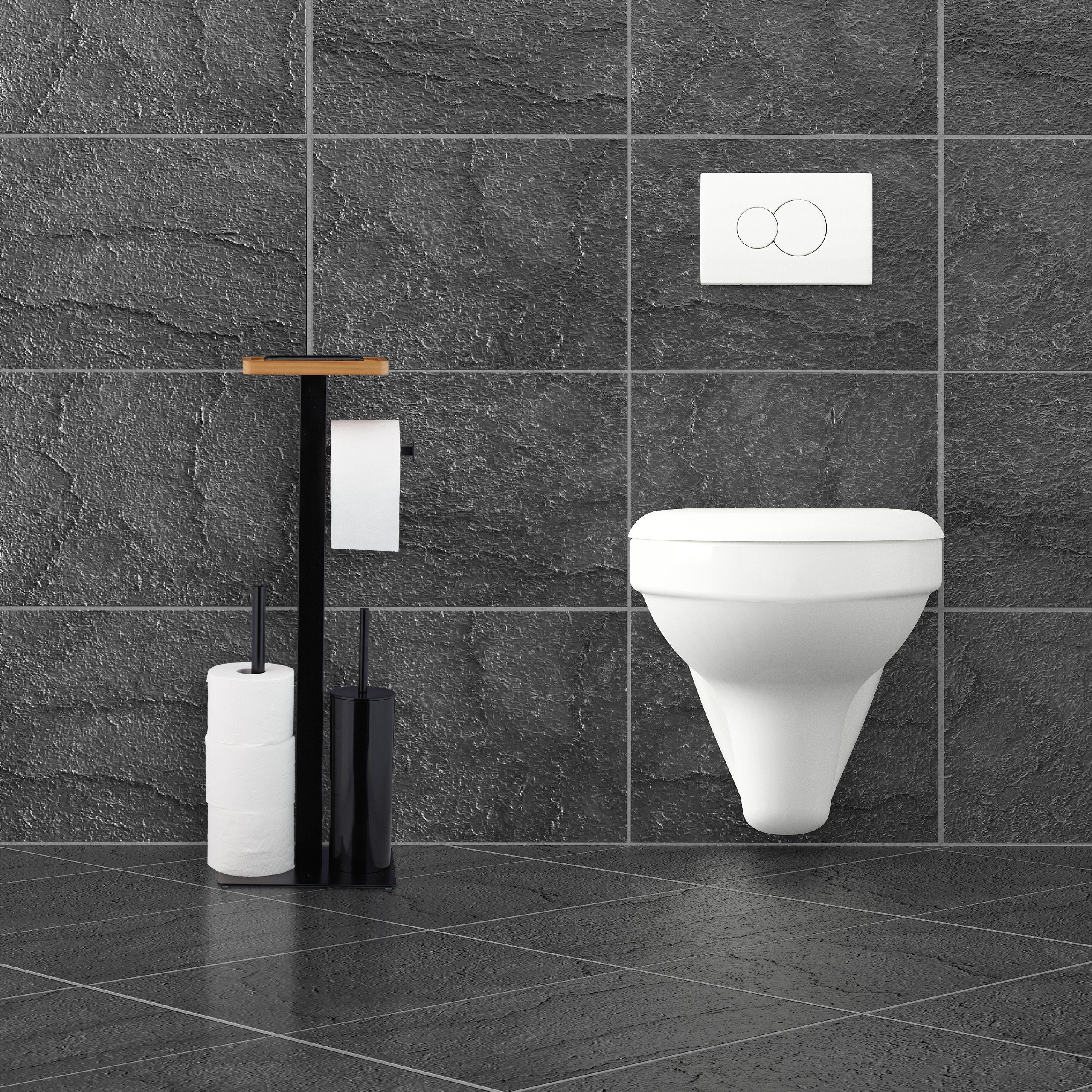 relaxdays Badezimmer-Set WC Garnitur Ablage 3in1 mit