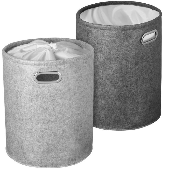 BRINKMANN & BERGER Wäschekorb Premium Wäschekorb Filz 2er Set Sichtschutz - moderner Wäschesammler (Set Wäschekorb 2er Set) Reinigung mit feuchtem Tuch