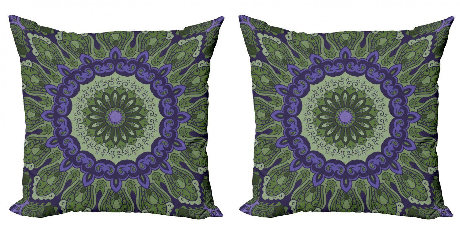 Mandala (2 Abakuhaus Doppelseitiger lila Mandala-Blätter Accent Digitaldruck, Stück), Modern Kissenbezüge