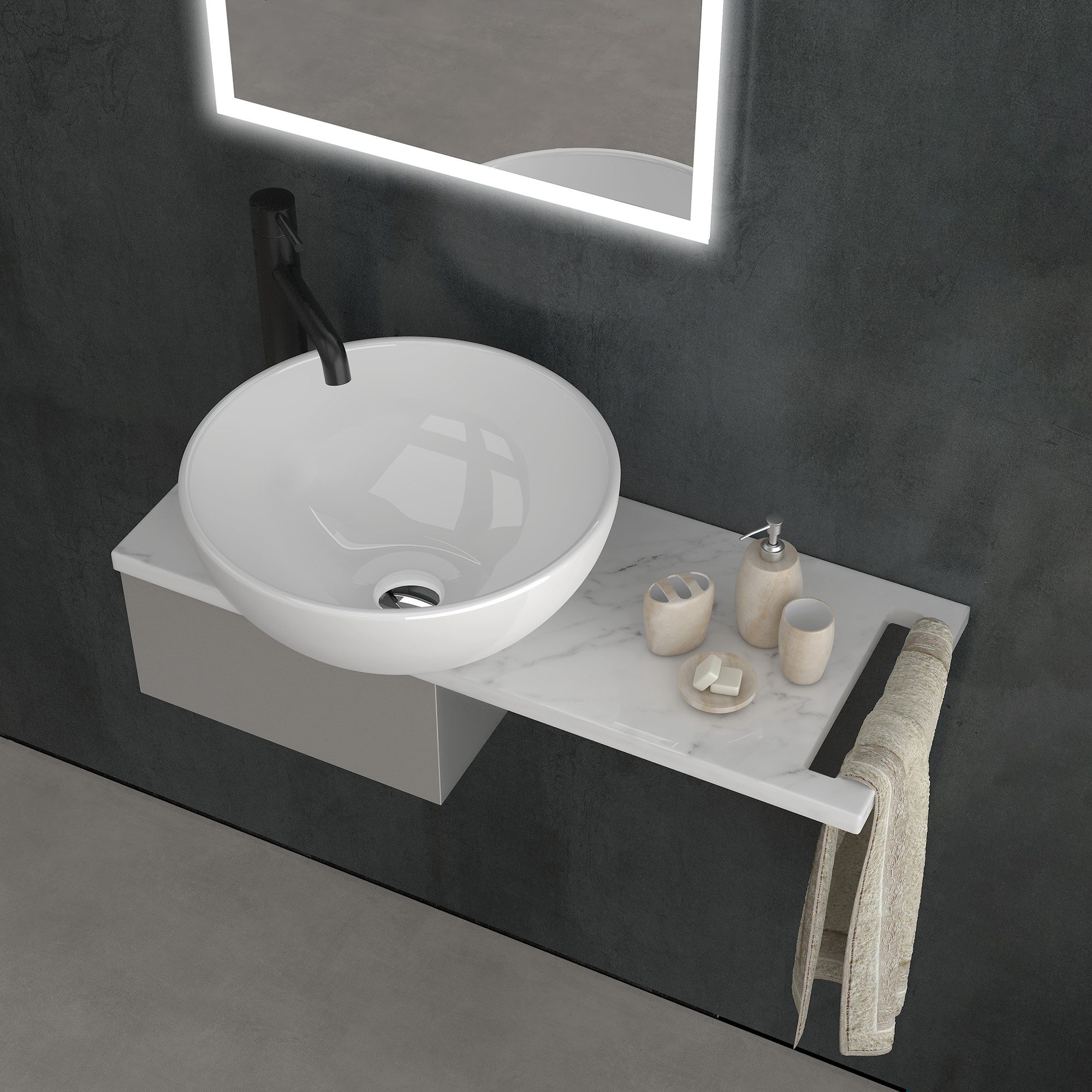 Alpenberger Aufsatzwaschbecken Rund - Waschschüssel Waschbecken Klein Gäste günstig online kaufen