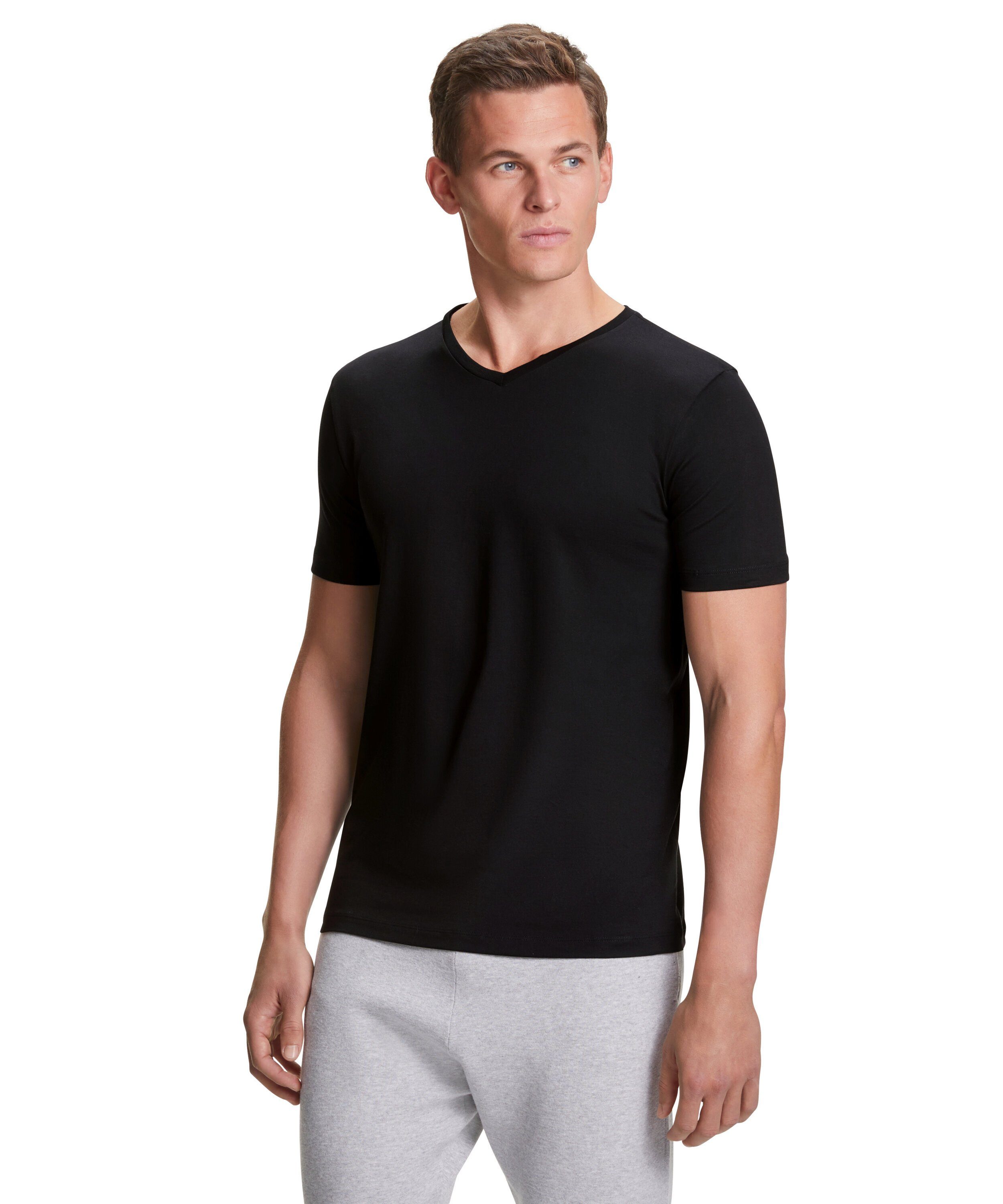 FALKE T-Shirt 2-Pack (1-tlg) aus feiner ägyptischer Baumwolle black (3000)