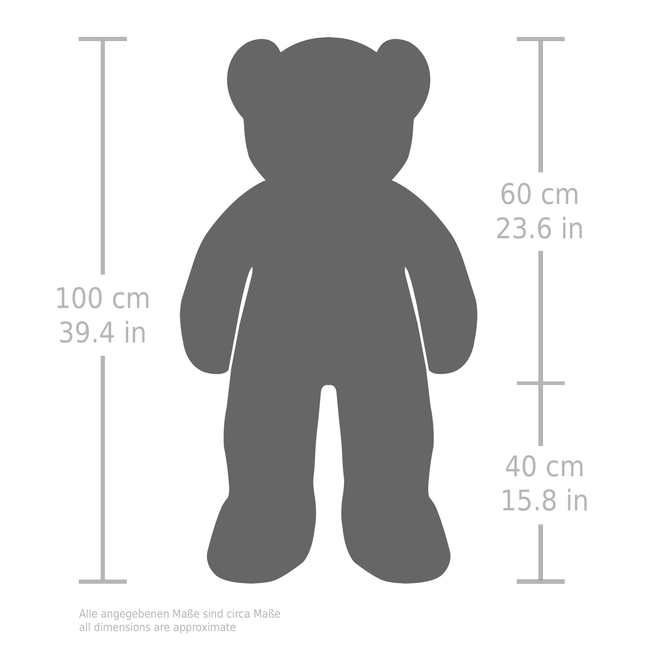 BRUBAKER Kuscheltier XXL Teddybär 100 cm mit Engelsflügel Herz (1-St., mit Schleife), großer Teddy Bär, Stofftier Plüschtier