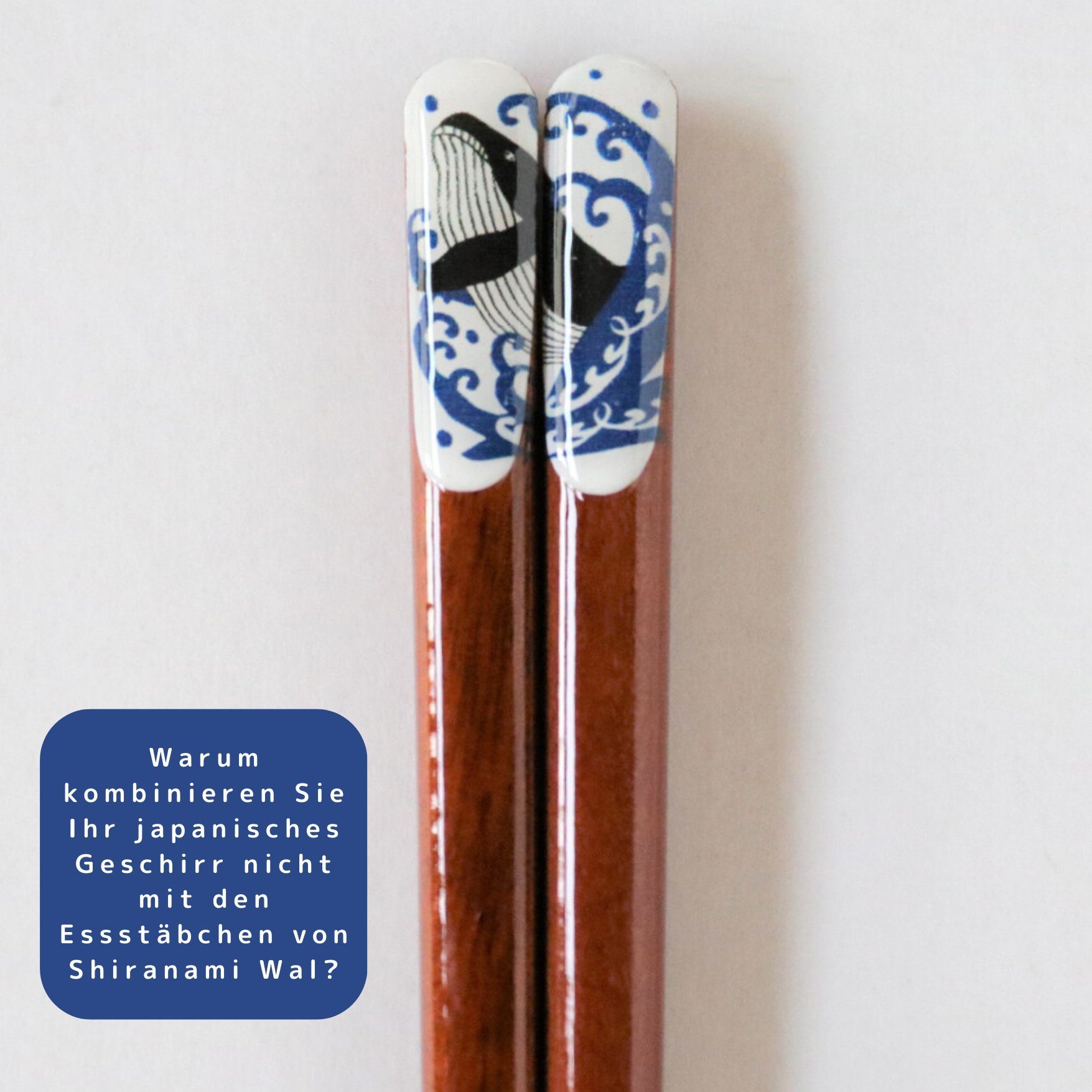 Minoru Touki Essstäbchen Essstäbchen 23,0 cm. Shiranami-Wal Motiv Hergestellt in Japan