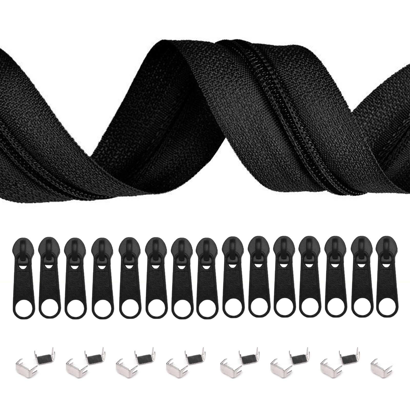 maDDma Kreativset 5m Endlos-Reißverschluss 3mm mit 10 Zippern und 15 Endstücke Farbwahl, (Paket)