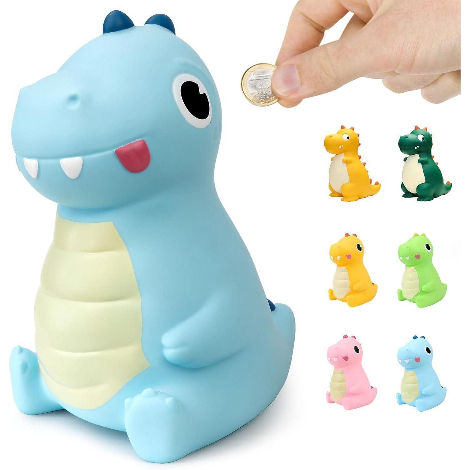 LuxusKollektion Spardose Spardose Dinosaurier Sparschwein Kinder Taufgeschenk PVC Neu Blau