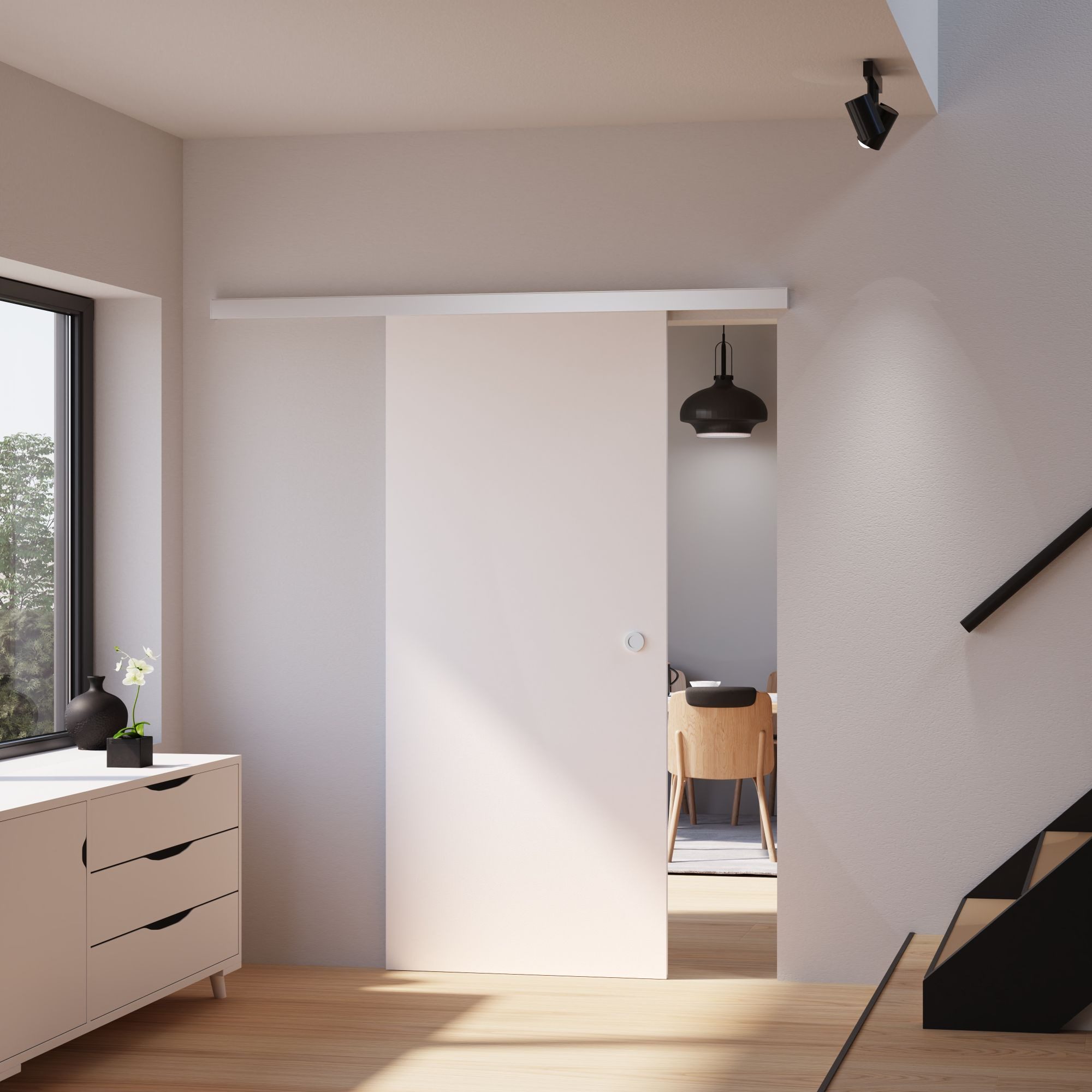 inova wohnen Schiebetür Holzschiebetür Weiß, Größenauswahl (Komplett Set, i günstig online kaufen