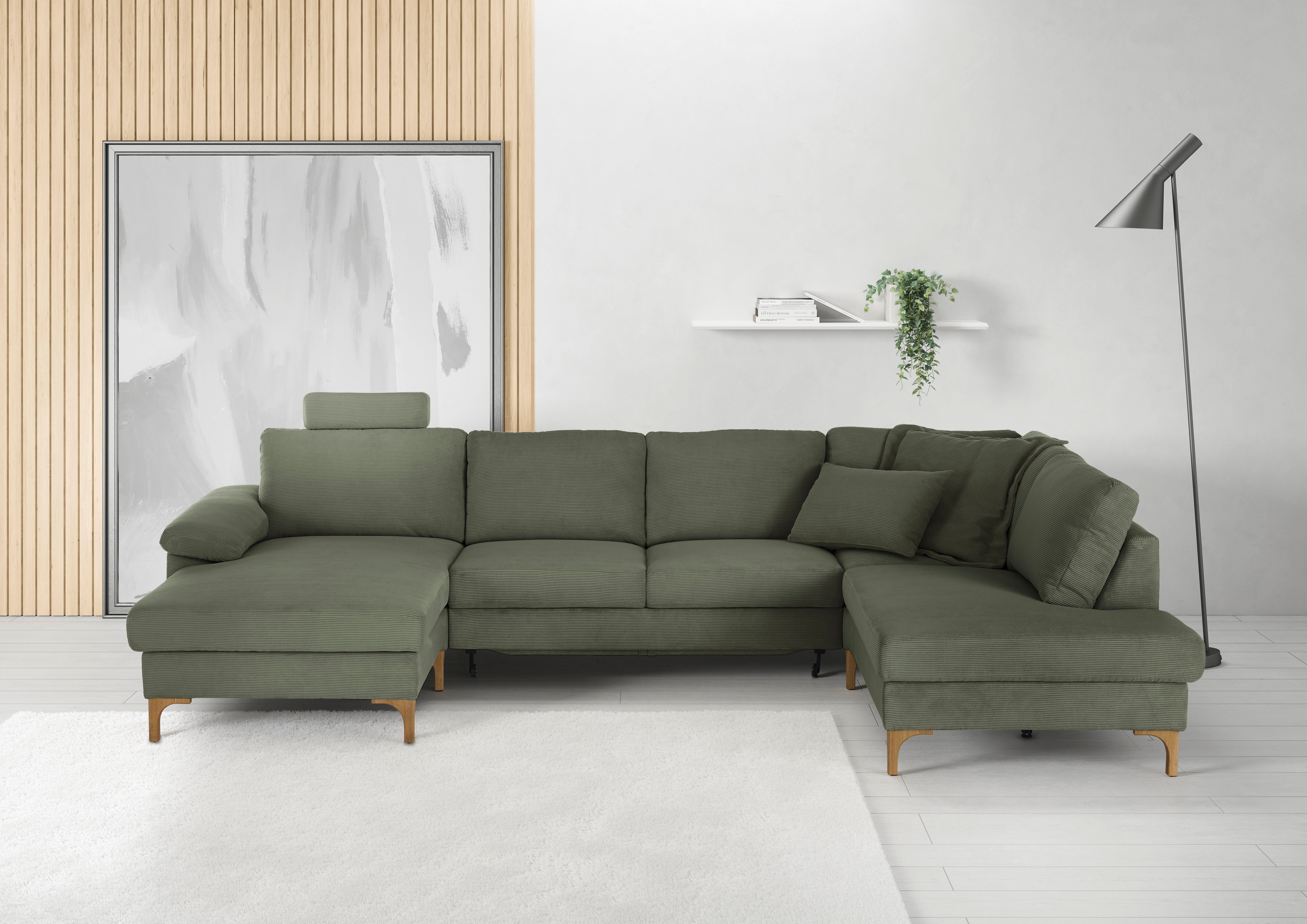 3C Candy Wohnlandschaft Lecce, wahlweise PUR-Schaumstoff oder Tonnentaschenfederkern U-Form, Bettkasten in Umbauecke und Longchair, sowie Querschläfer im 2-Sitzer