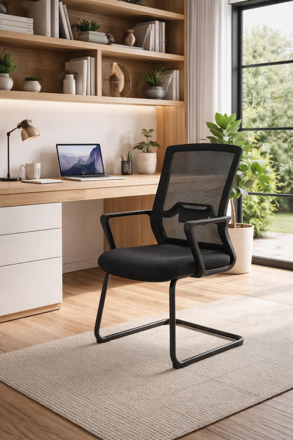 Xlmoebel Besucherstuhl Ergonomischer Besucherstuhl mit Mesh-Rückenlehne in Schwarz, Made in Europa