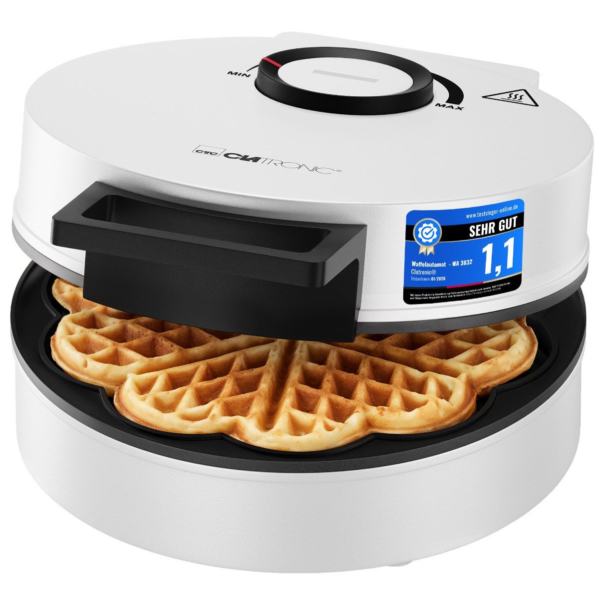 CLATRONIC Waffeleisen WA 3832, Waffeleisen Herzform, Antihaftbeschichtung, 1200W