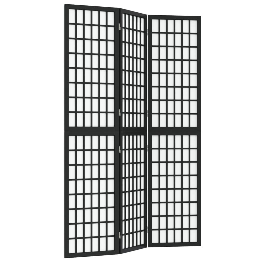 vidaXL Raumteiler 3-tlg. Paravent Japanischer Stil Faltbar 120x170 cm Schwarz, 1-tlg.
