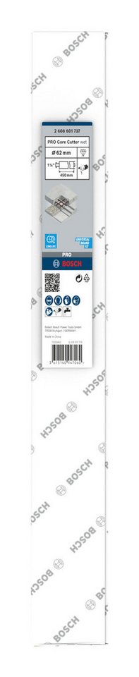 Thumbnail - BOSCH Bohrkrone Pro Core Cutter wet, Ø 62 mm, Diamantnassbohrkrone, 62 x 450 mm, 1 1/4-Zoll-UNC