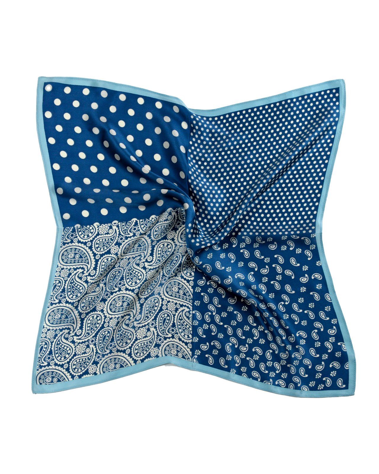 Seidentuch quadratisch, Punkte + Paisley Mix 53x53cm, Nickituch, Bandana-Schal