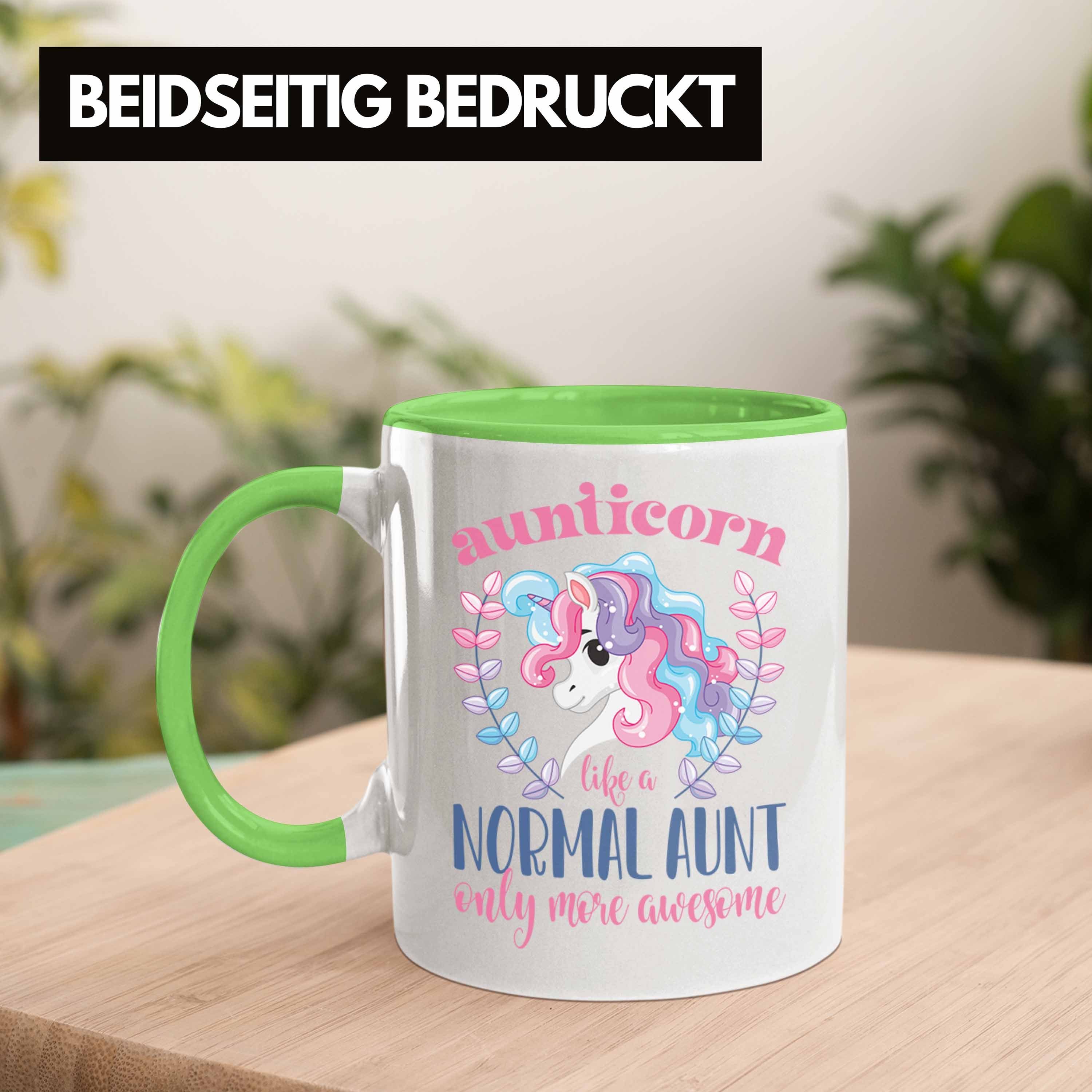 - Tasse Lustig Kaffeetasse Geschenkidee Tante Geschenk Aunitcorn für Tante Geburtstag Tasse Beste Trendation Trendation Grün