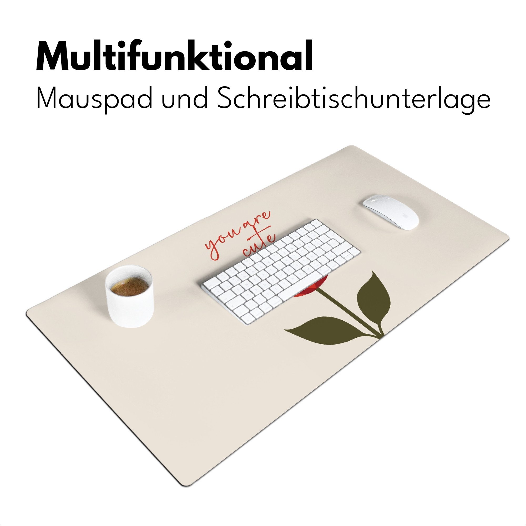 MuchoWow Gaming Mauspad Rose - Rot - Blume - Valentinstag (1-St), Gaming Mauspad XXL, Schreibtischunterlage, Desk Mat Groß, 80x40 cm