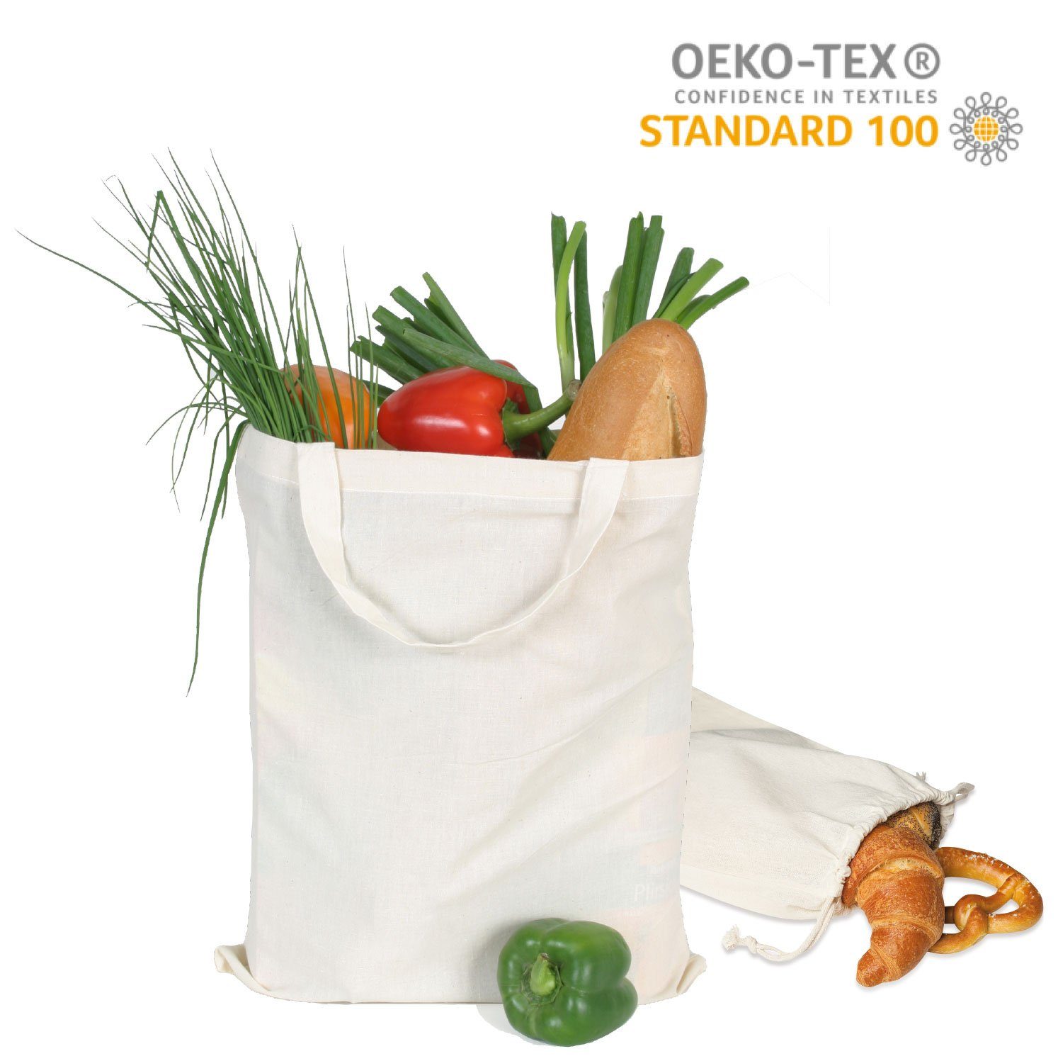 TEXXILLA Einkaufsbeutel Baumwolltasche CLASSIC kurze Henkel, 10 Stück günstig online kaufen