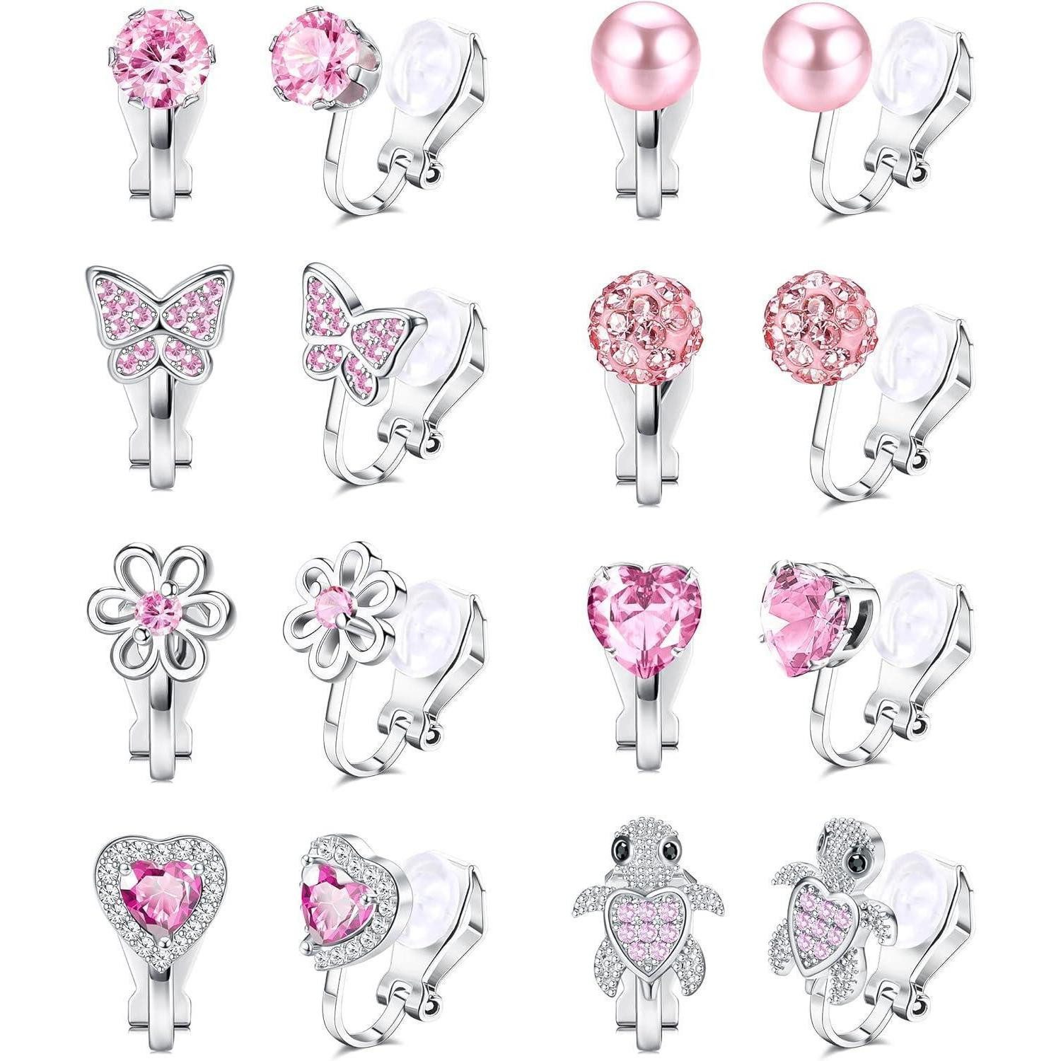 LuxusKollektion Paar Ohrclips 8 Paar Clip on Ohrringe Mädchen Ohrclips Kinder Hypoallergen Niedlich