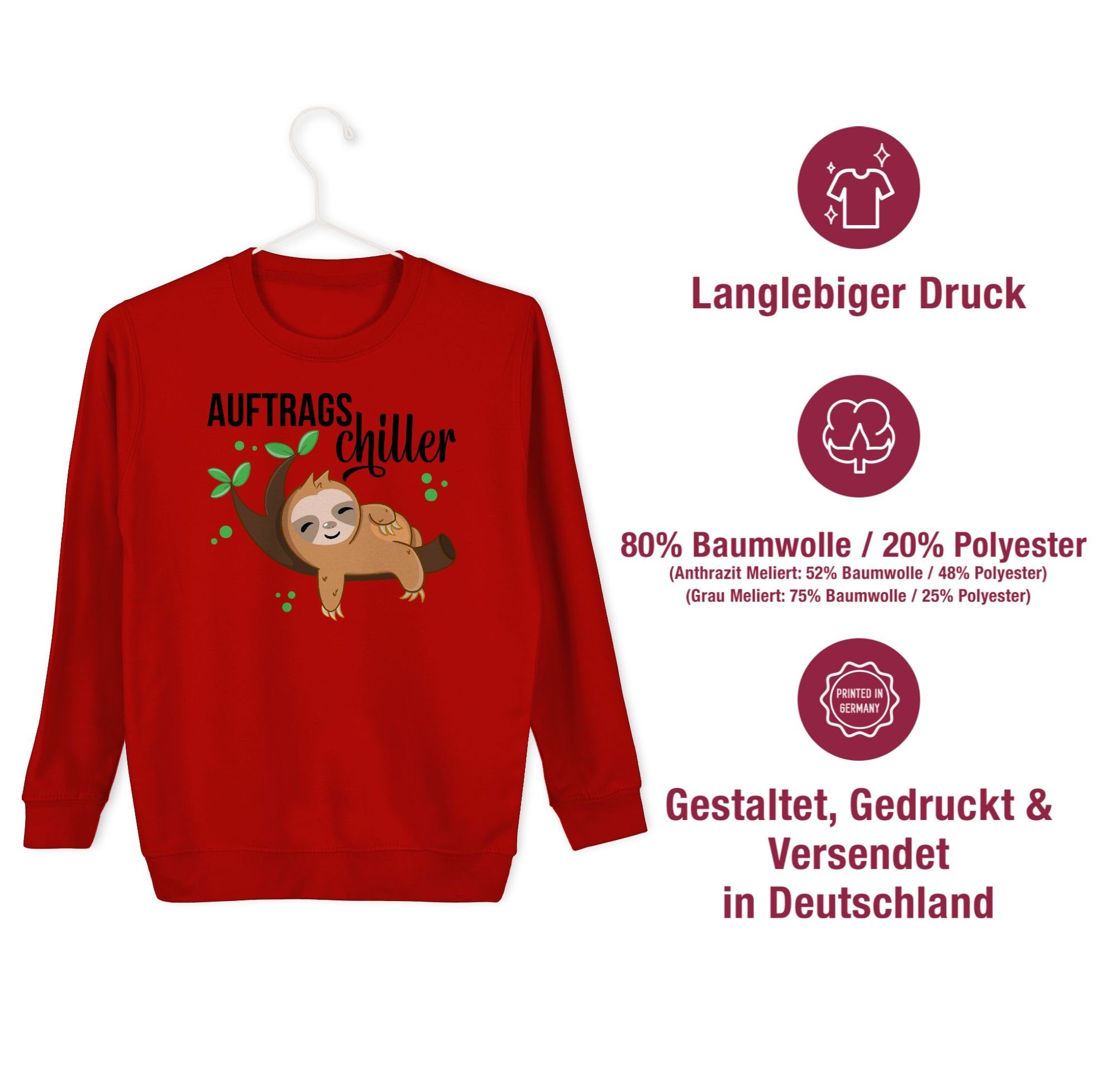 Tiermotiv Animal Auftragschiller Shirtracer 2 schwarz Rot Sweatshirt Print Faultier mit