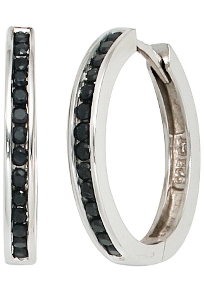JOBO Paar Creolen, 925 Silber mit Zirkon...
