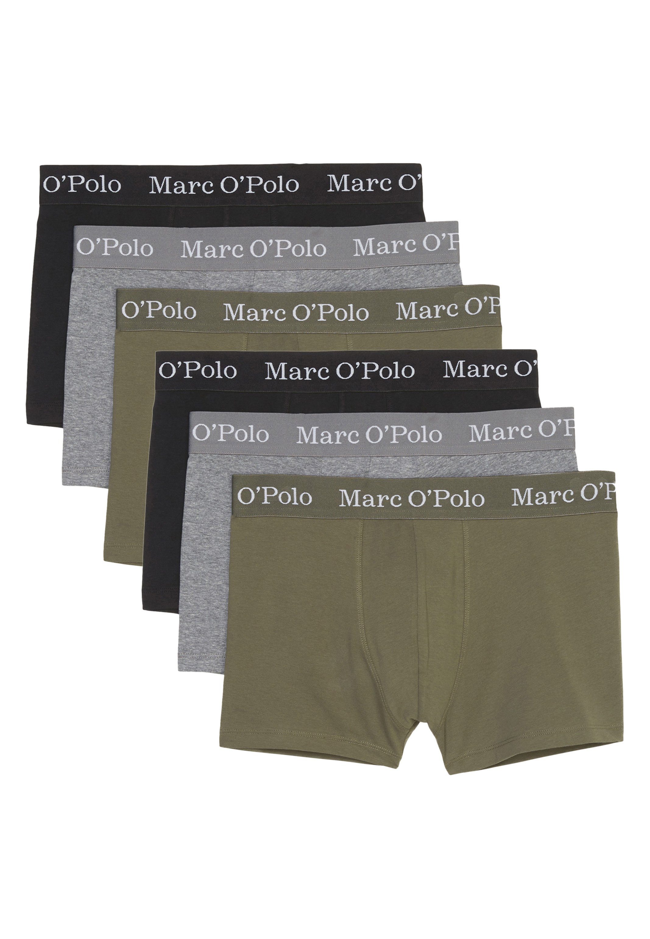 Marc O'Polo Retro Boxer 6er Pack Elements Organic Cotton (Spar-Set, 6-St) Retro Short / Pant - Baumwolle - Ohne Eingriff - Beetle/Grey Melange/Black