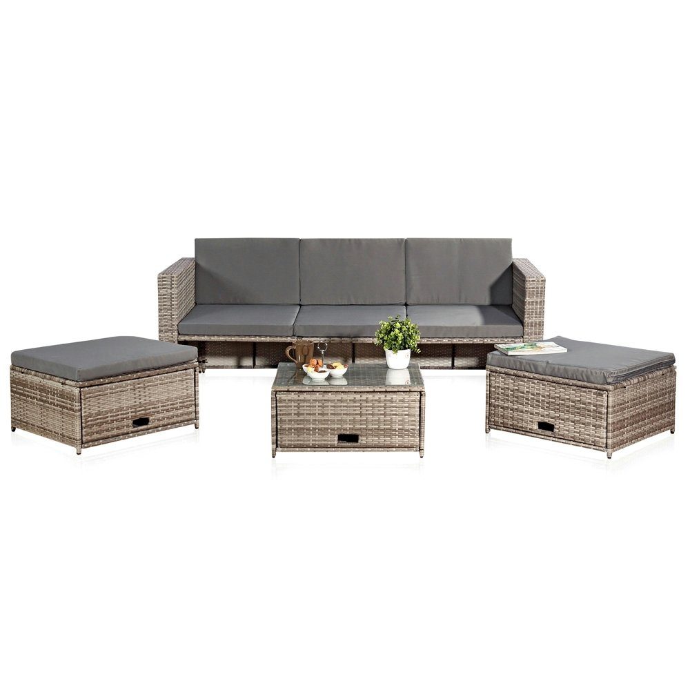 Feel2Home Garten-Essgruppe Polyrattan Lounge Rattanmöbel Sitzgruppe günstig online kaufen