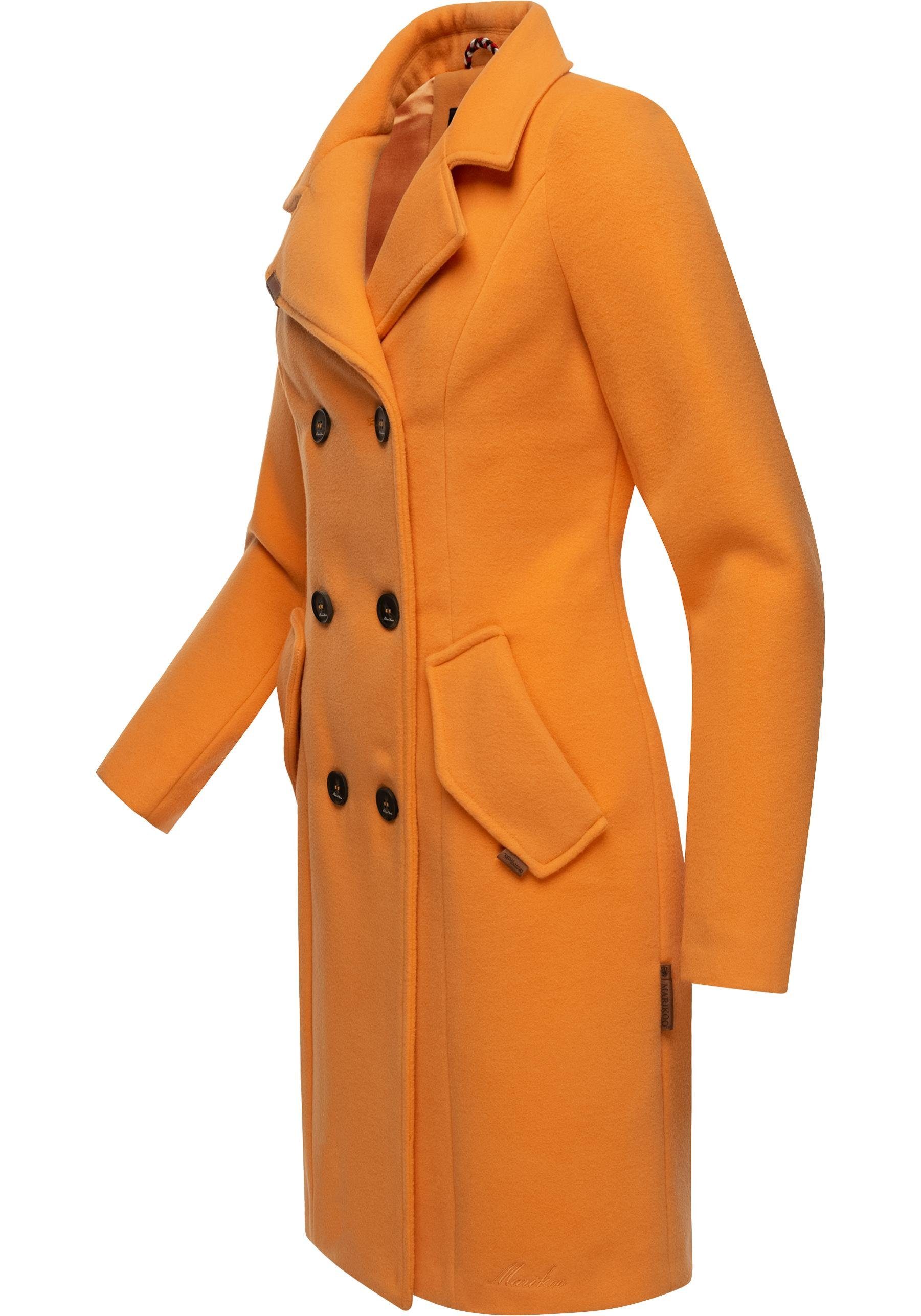 Nanakoo Marikoo Damen pfirsich edler Wintermantel in Wollmantel-Optik Trenchcoat