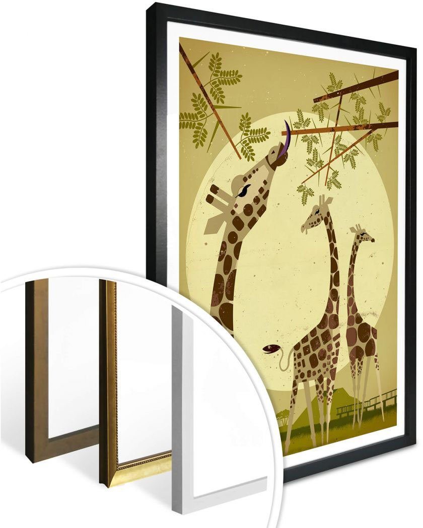 Giraffes, Wandposter Wall-Art Tiere Bild, Poster Poster, (1 St), Wandbild,