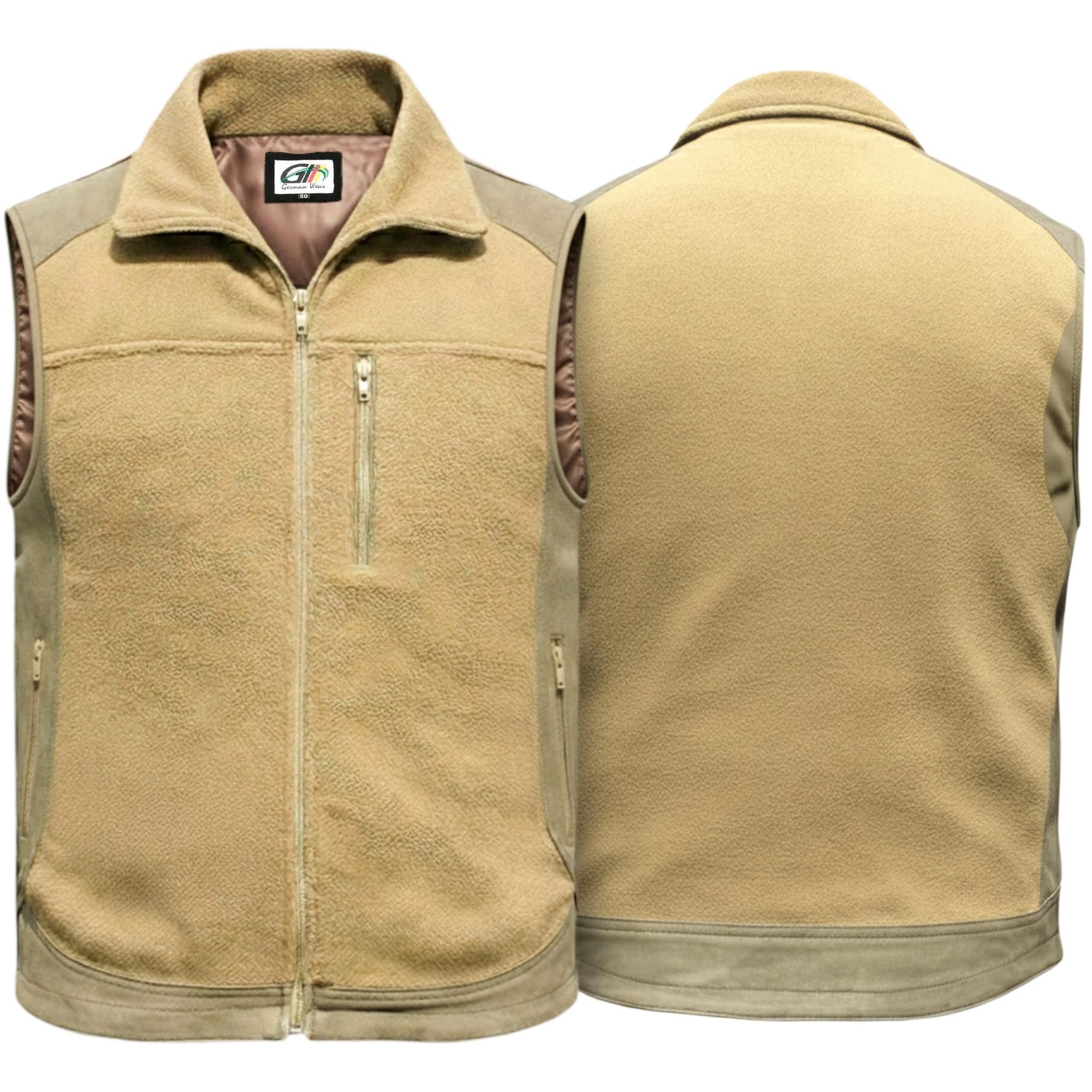 German Wear Jagdweste GW6511 Braun Jagdweste Fleece weste Braun