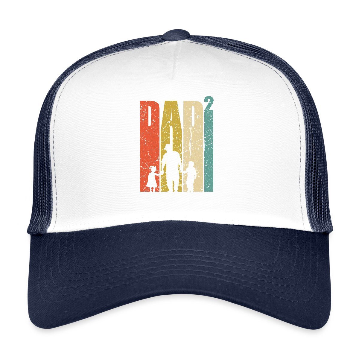Spreadshirt Trucker Cap Dad Hoch 2 Zweifacher Vater Werdender Papa Vatertag Trucker Cap (1-St)