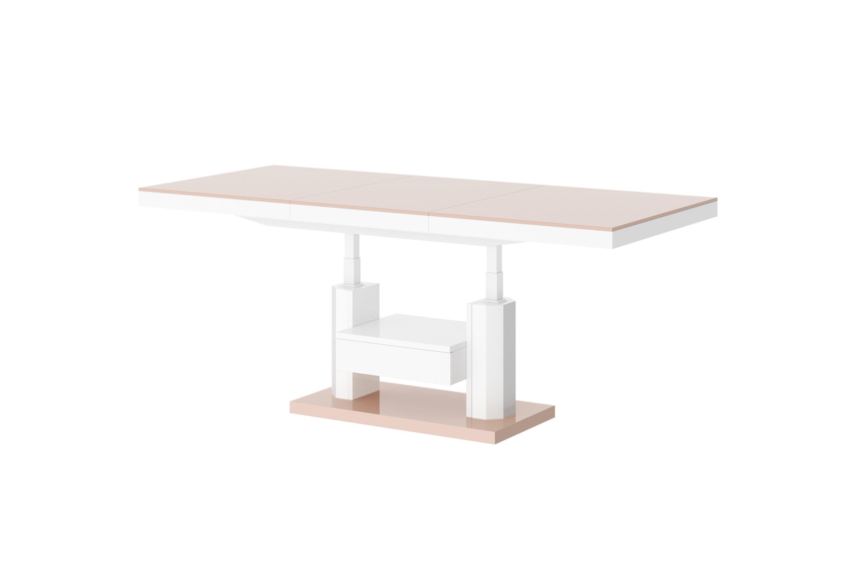 designimpex Couchtisch Design HM-120 Hochglanz stufenlos höhenverstellbar ausziehbar Esstisch