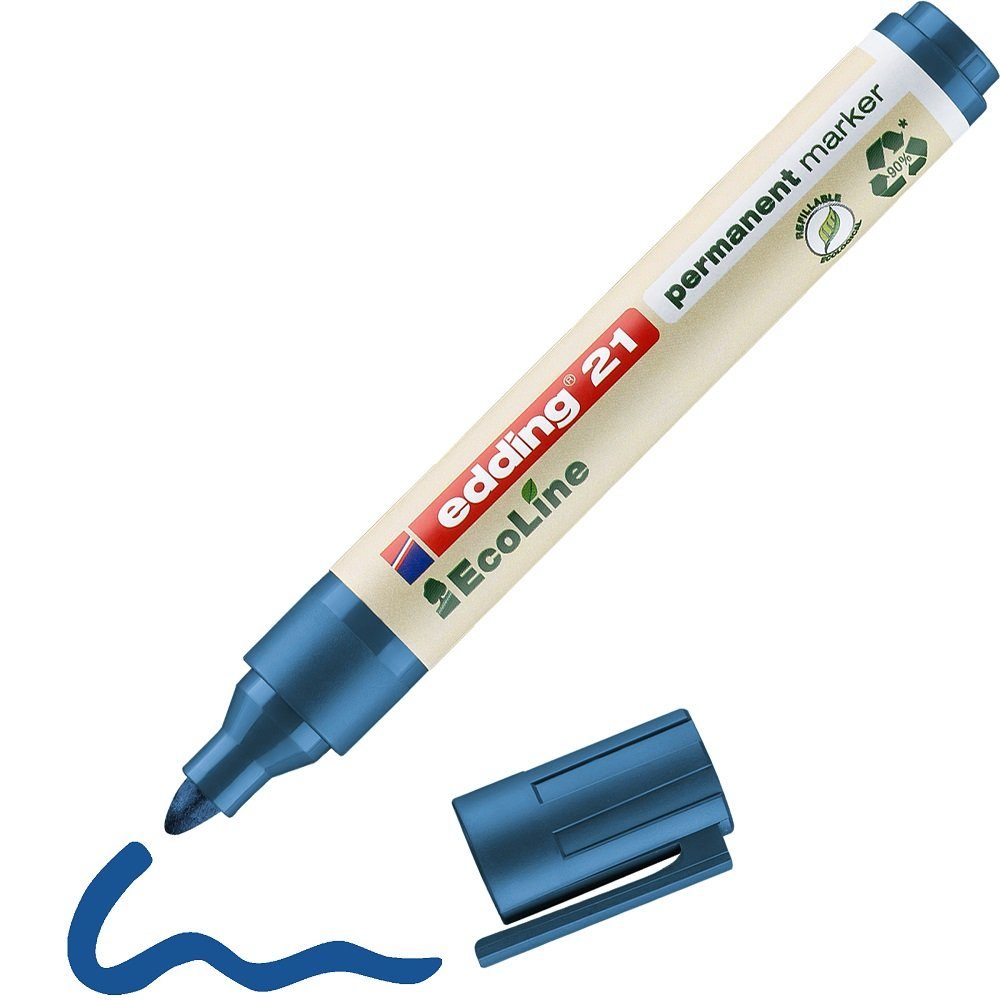 edding Filzstift EcoLine blau Rundspitze Permanentmarker 21 No. 1,5-3mm 10