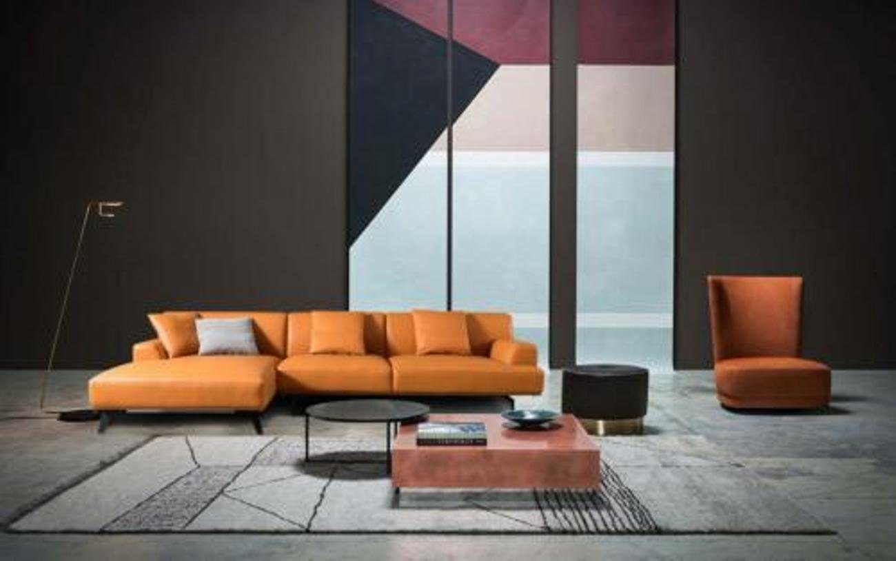 JVmoebel Ecksofa, Design Wohnlandschaft Polster Ecksofa Couch Sofa Garnitur Leder Neu Orange