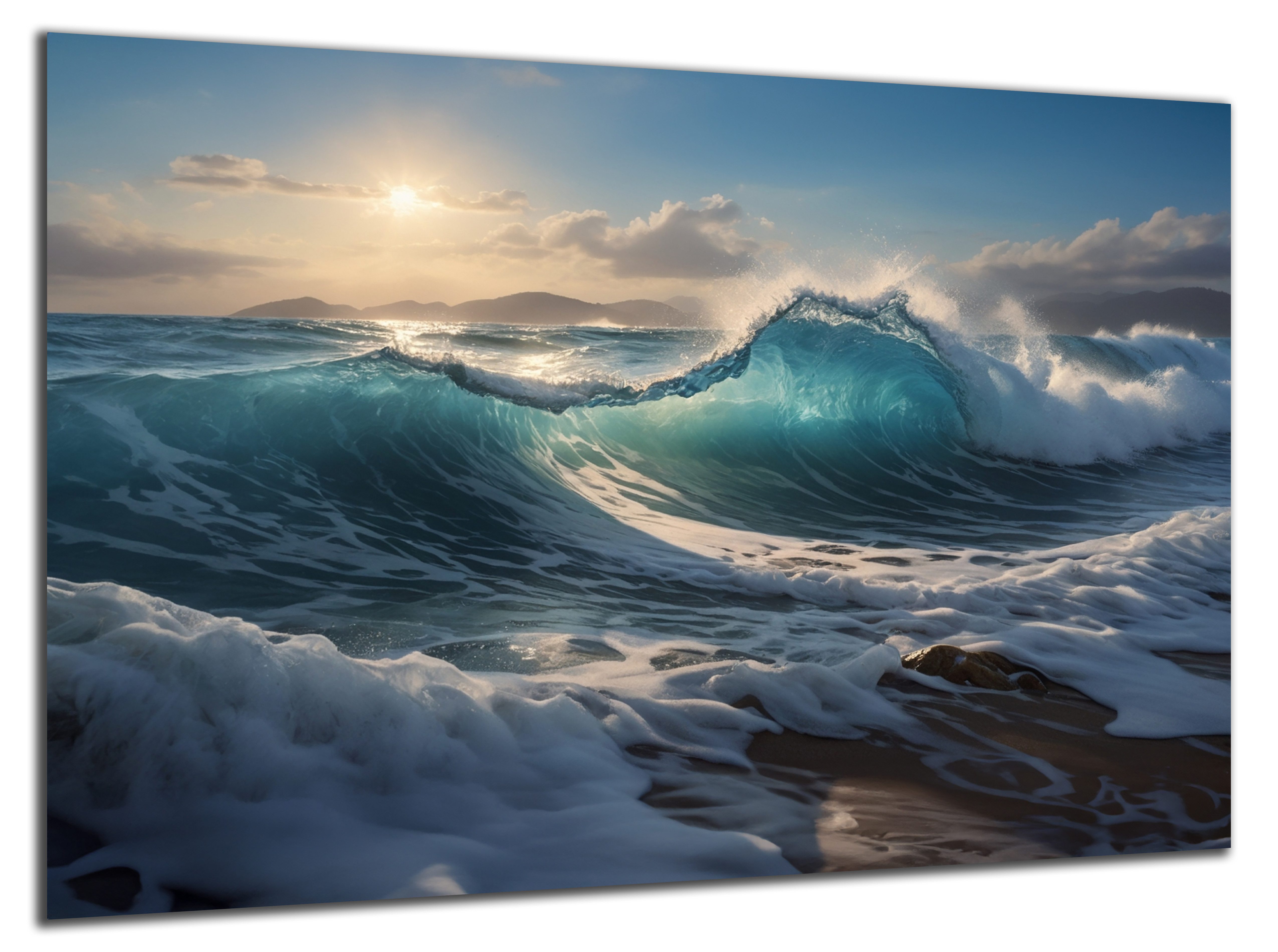 DARO Design Leinwandbild Modern Abstrakt Wandbilder XXL Wandbild Wand Deko Leinwand Bilder, (Sturmwellen - Bild groß Wohnzimmer Schlafzimmer Küche Esszimmer Einteilig Querformat Fotodruck Leinwände Wanddeko Abstrakte Kunst Boho), 30x20cm