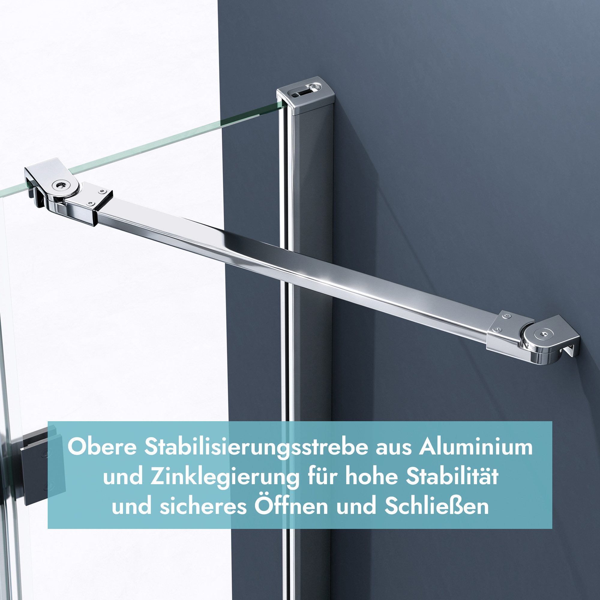 doporro Eckdusche Duschkabine Duschabtrennung ESG-Glas mit NANO H:190cm Ravenna05, BxT: 80x70 cm, ebenerdiger Einbau möglich – Bild 3 von 5