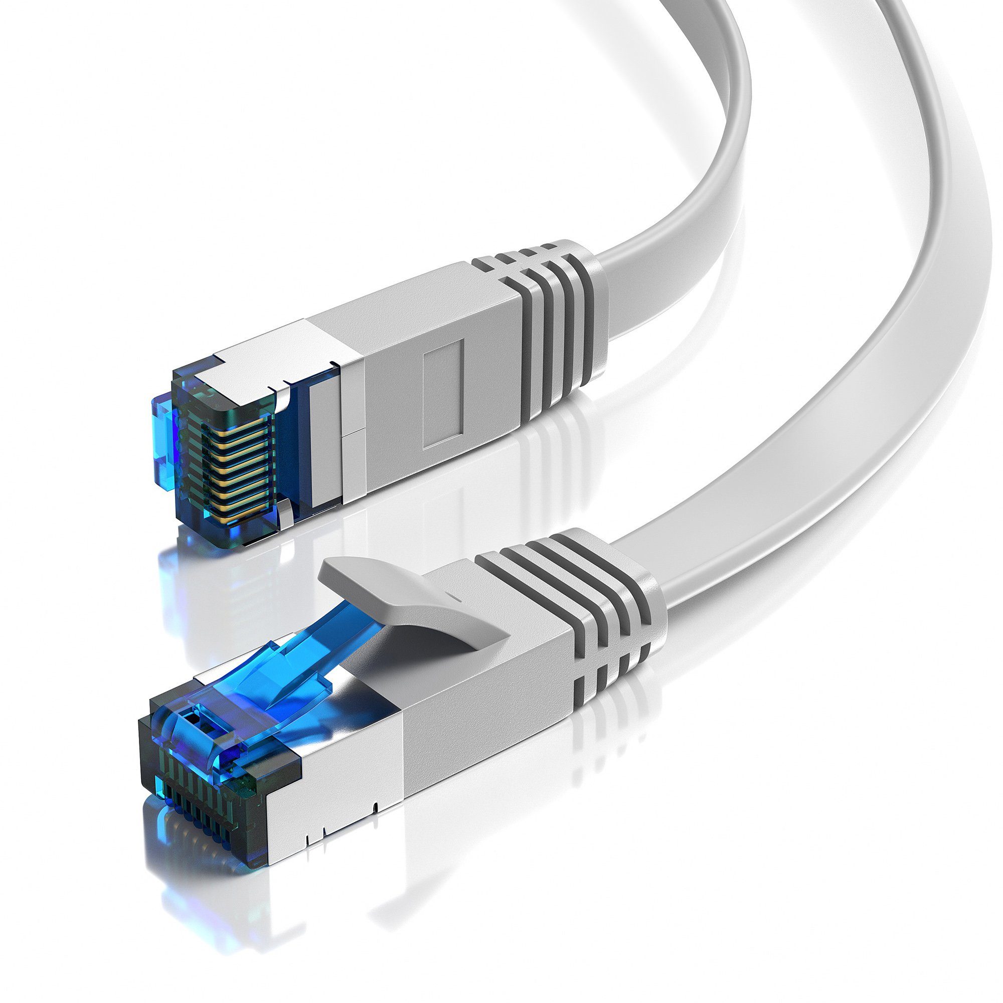JAMEGA CAT 7 Flachkabel, RJ45 LAN Ethernet Patchkabel Netzwerk Кабель локальной сети, CAT.7, RJ-45 Stecker (Ethernet) (25 cm)
