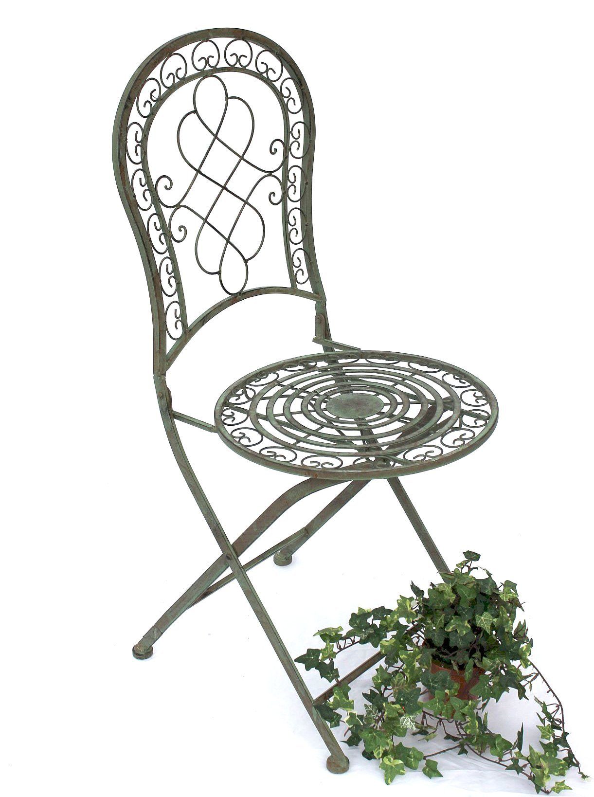 DanDiBo Malega klappbar Sitzgruppe Gartentisch Bistroset Bistrotisch Metall Eisen mit 2 Garten Antik Stühlen