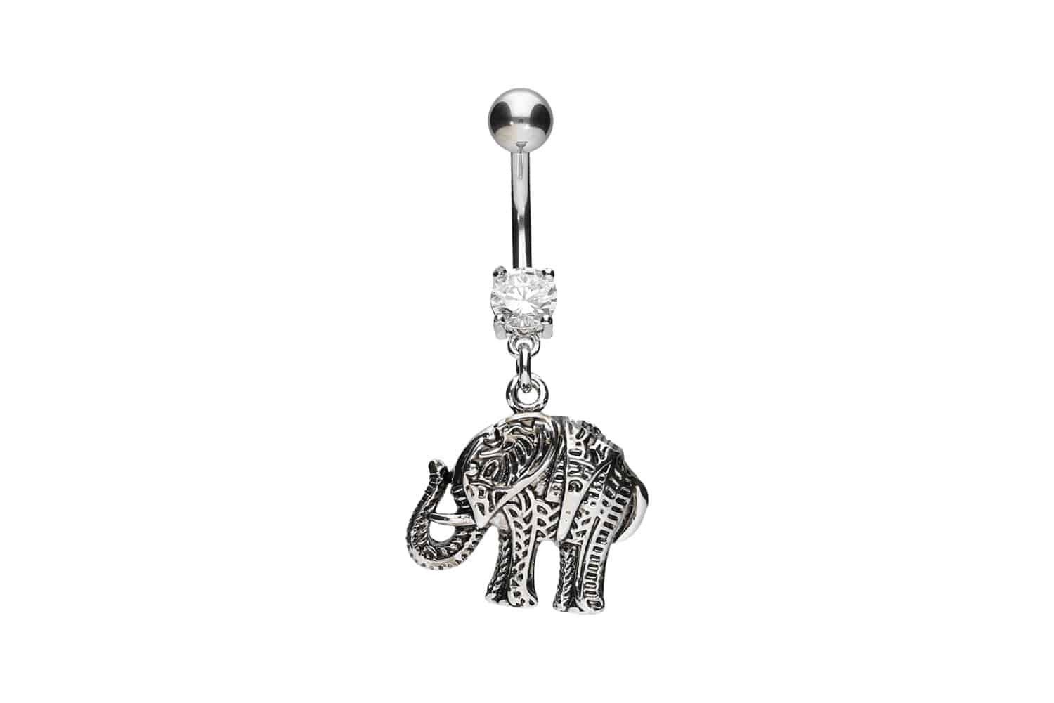 Bauchnabelpiercing Chirurgenstahl Bananabell mit Brass-Design ELEFANT