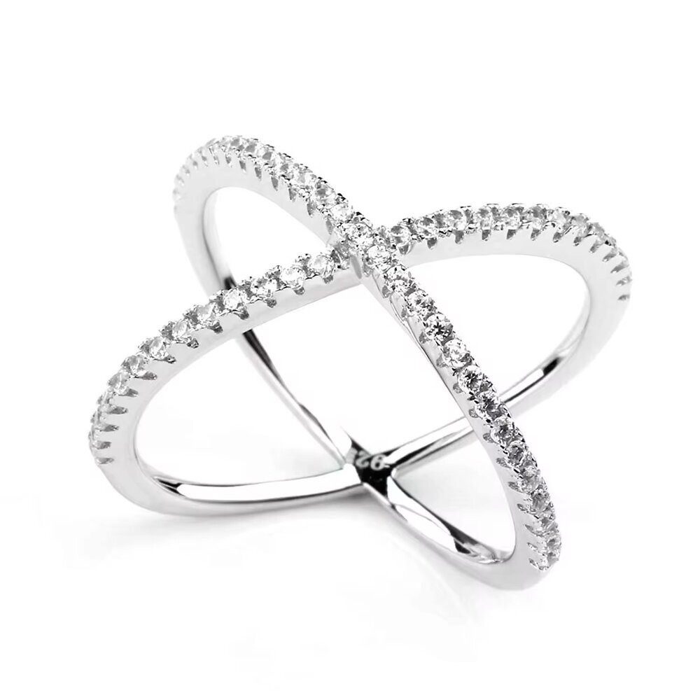 ROUGEMONT Silberring Funkelnder Damen Eternity Ring 925 Silber 18K Gold