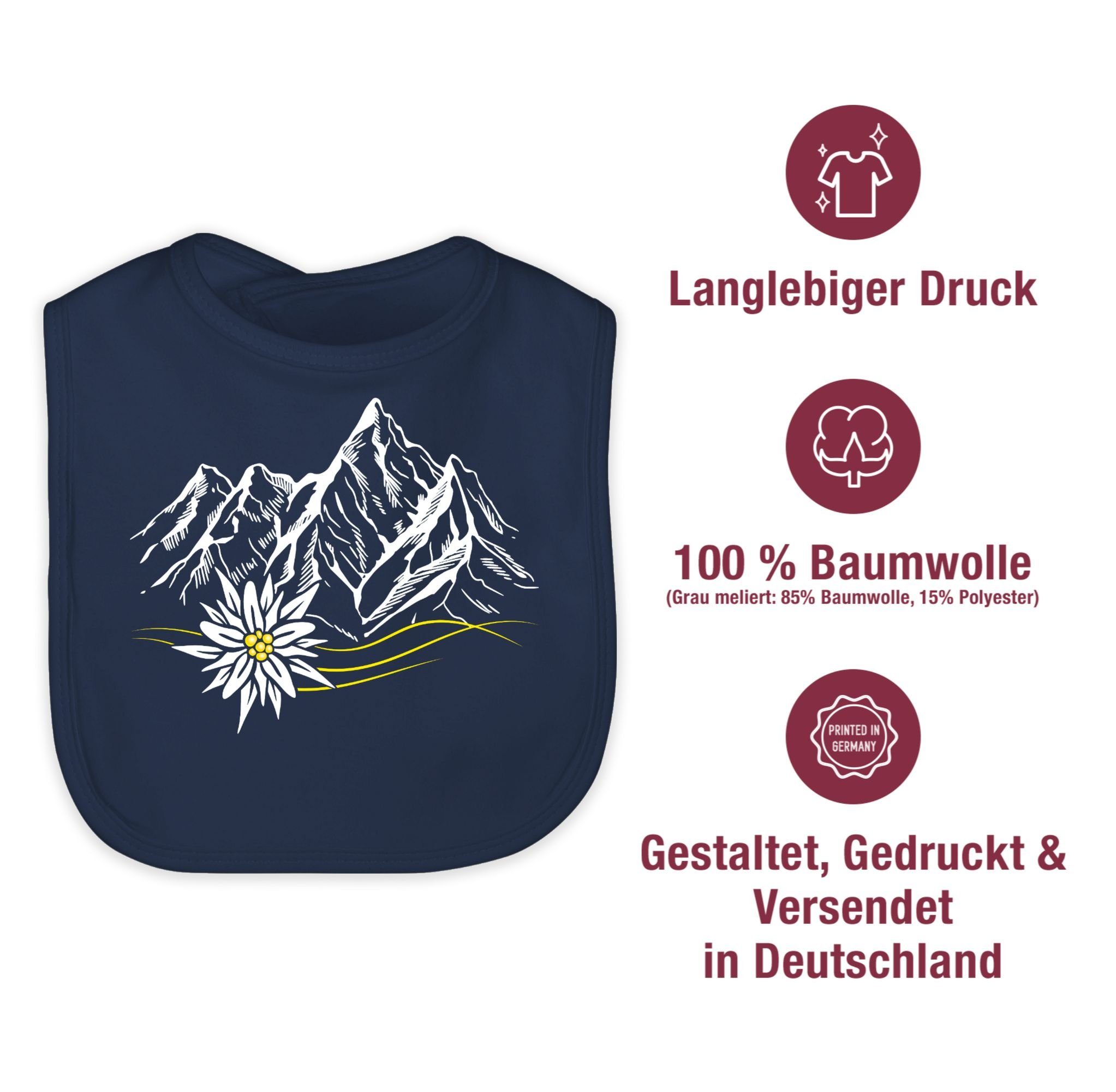 Wanderlust Lätzchen Berg Berge Edelweiß Navy Alpen, Wandern Baby ruft Shirtracer Oktoberfest Blau Mode 2 für Outfit